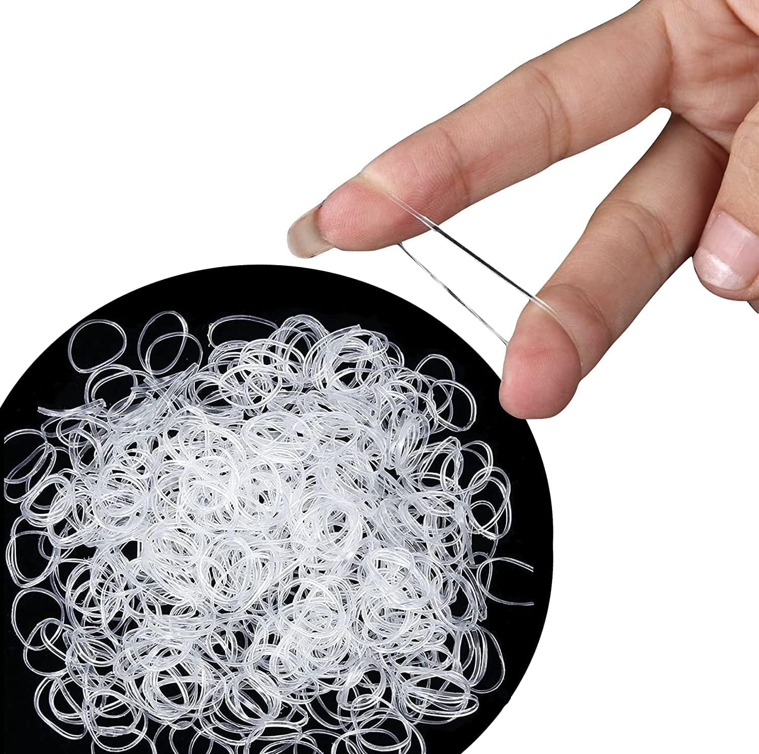 Cosy Companions 250x Clear Hair Elastics, Clear Rubber Bands For Hair Ties For Thin Hair, Mini, Plastic (With Box)