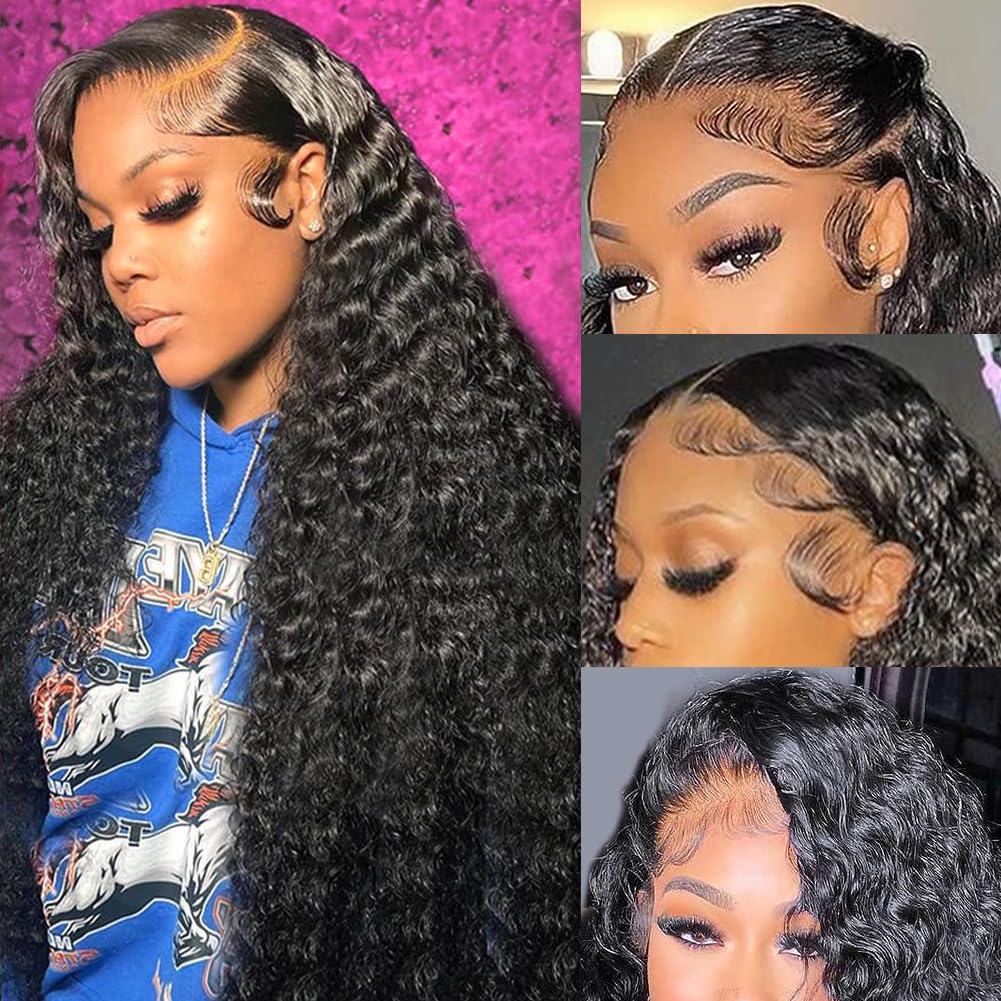 Alibeauty 13X4 Lace Frontal Wigs Human Hair With Baby Hair For Black Women 220% Density Hd Transparent Lace Front Wig Water Wave