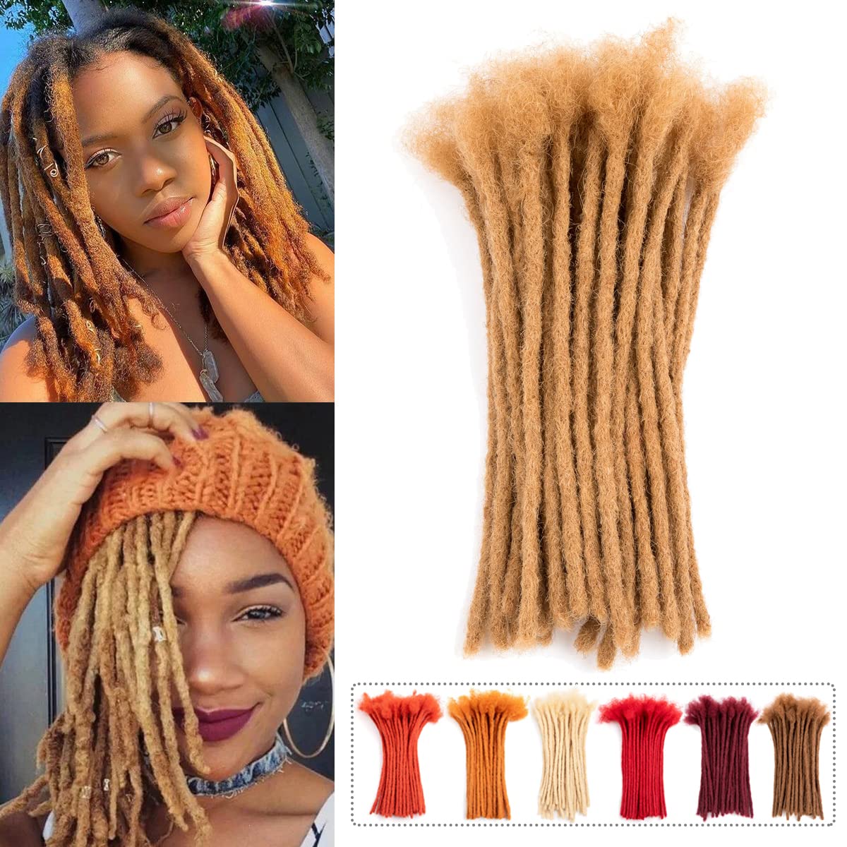 Teresa Small 0.4cm and Medium 0.8cm Width 100% Human Hair Dreadlock Extensions for Men/Women/Kids Permanent Dread Loc Extensions