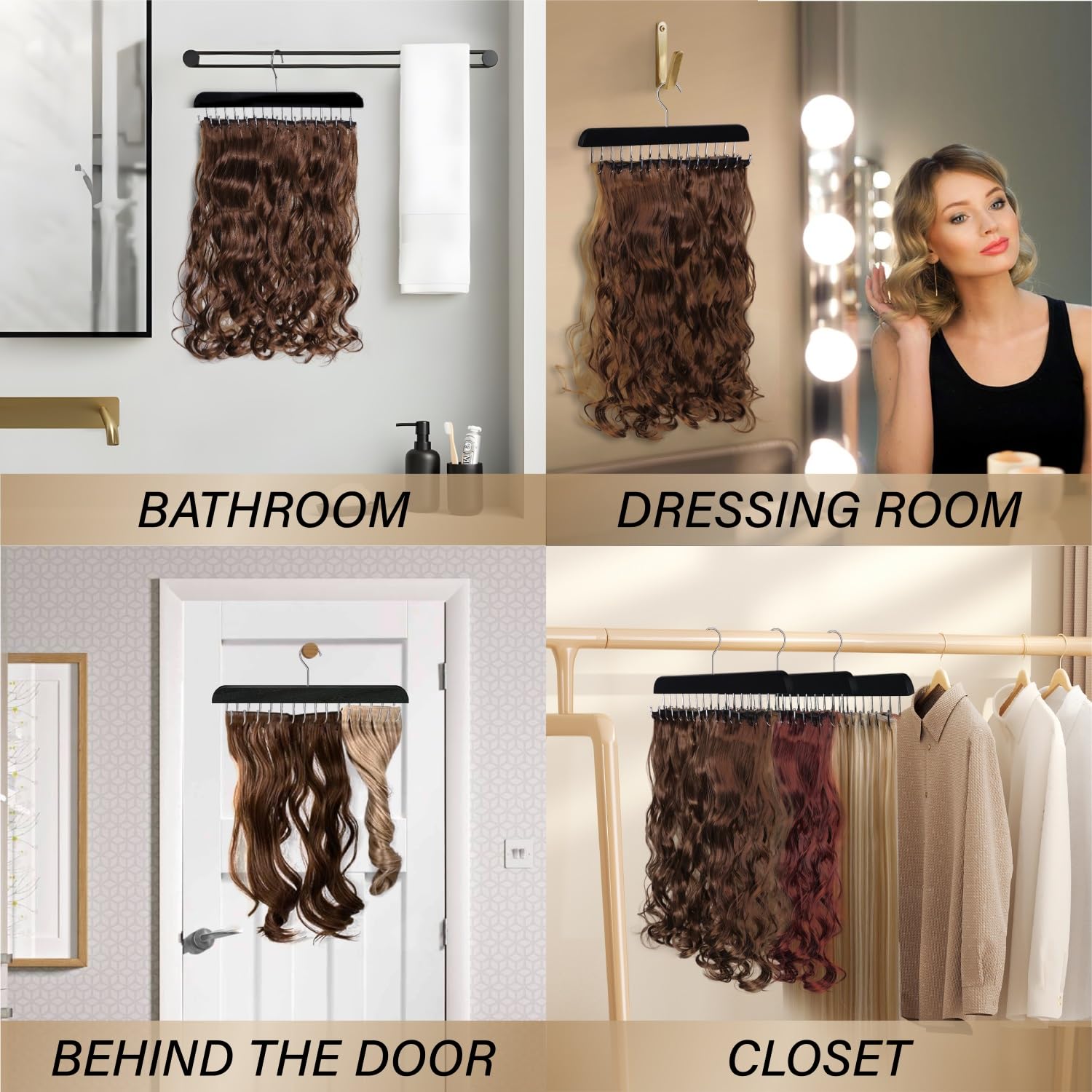 Hair Extension Holder Hair Extension Hanger Braiding Hair Rack for Extra Wide Weft Hair Holder Professional Full Length Weft Sty