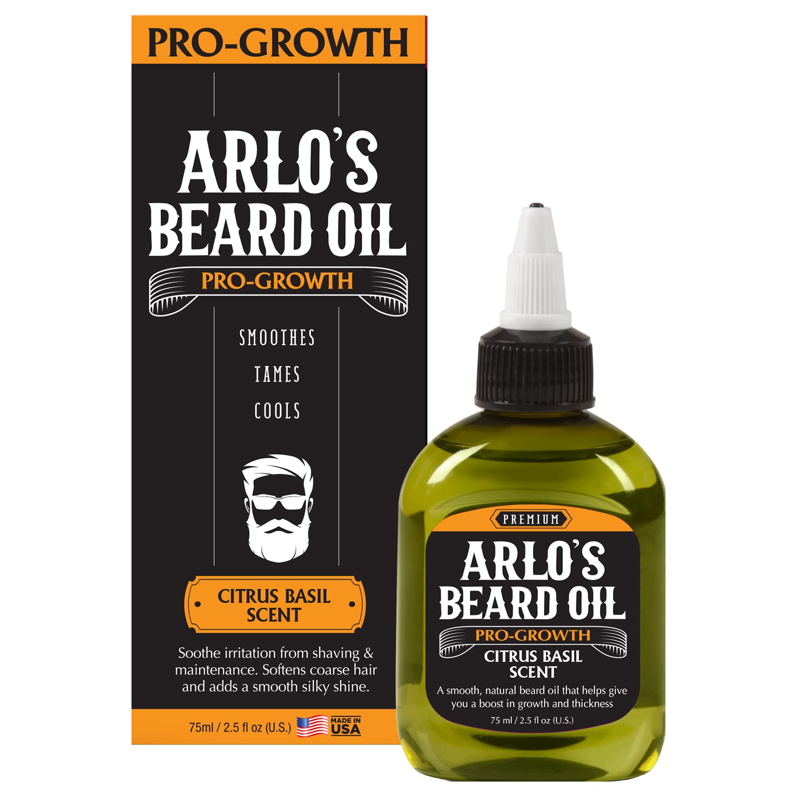 Arlos Pro Growth Beard Oil  Citrus Basil 2.5 oz.  Promotes Beard Hair Growth