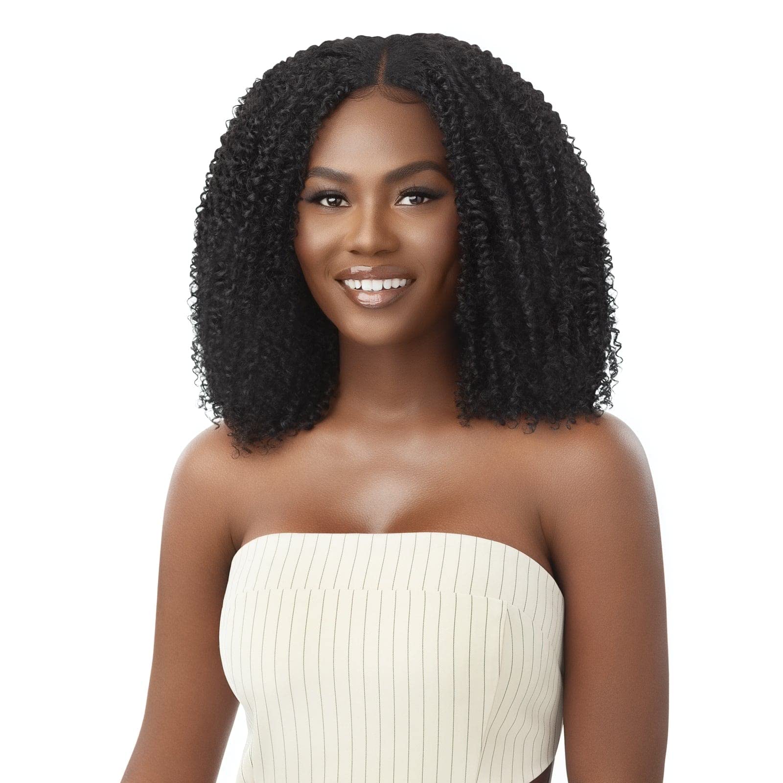 Outre Big Beautiful Human Hair Blend U Part Cap Leave Out Wig - COILY FRO 14 (NBRN)
