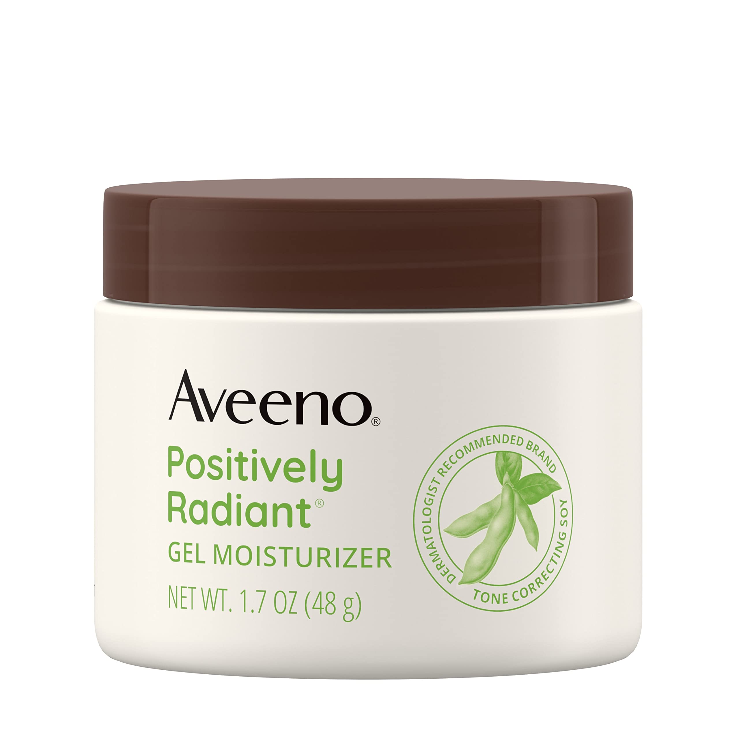 Aveeno Positively Radiant Gel Facial Moisturizer with Hyaluronic Acid & Soy, Hydrating, 1.7 oz