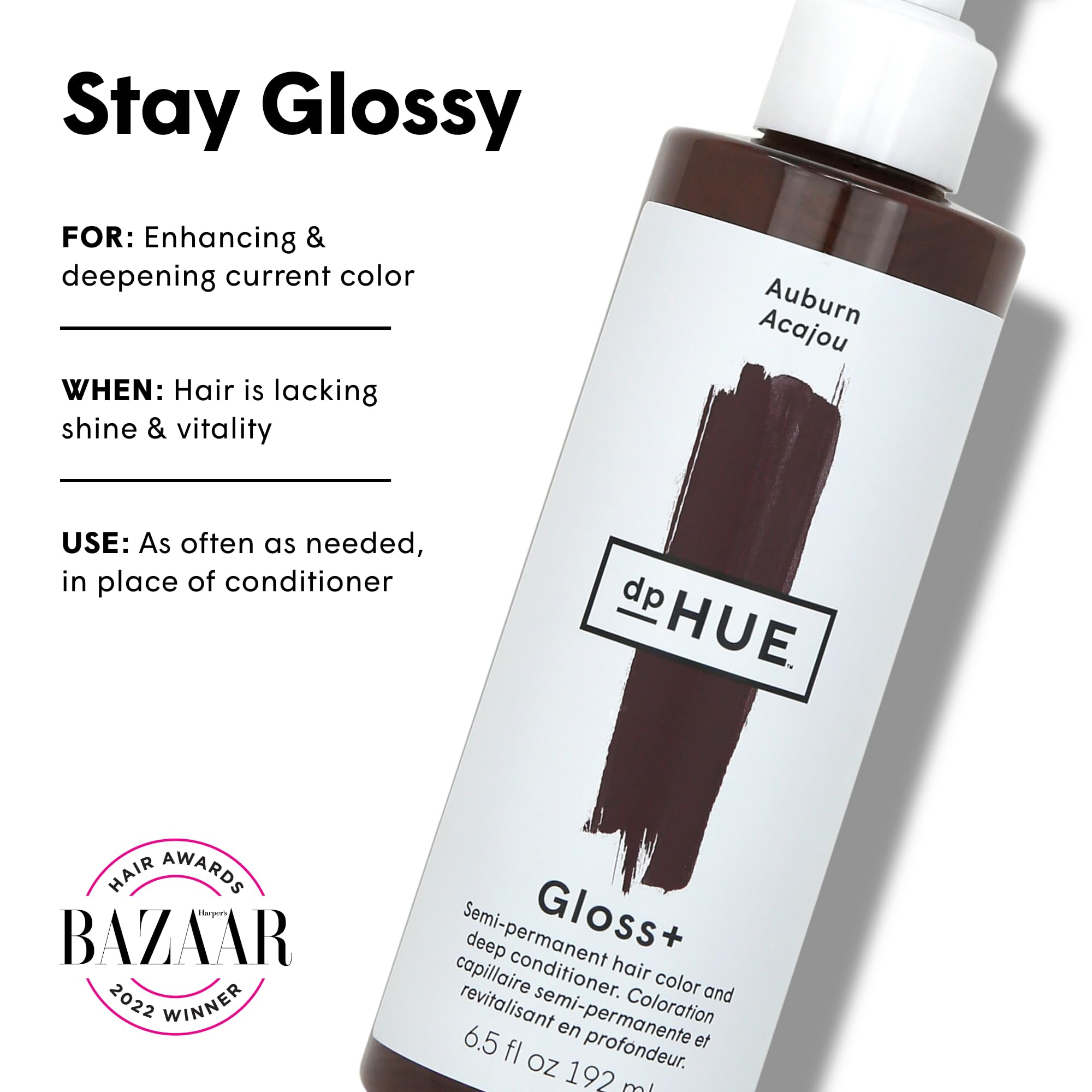 dpHUE Gloss+, Auburn - 6.5 oz (8-12 Applications) - Semi-Permanent Hair Color & Conditioner - Lasts Up to Eight Washes - Paraben
