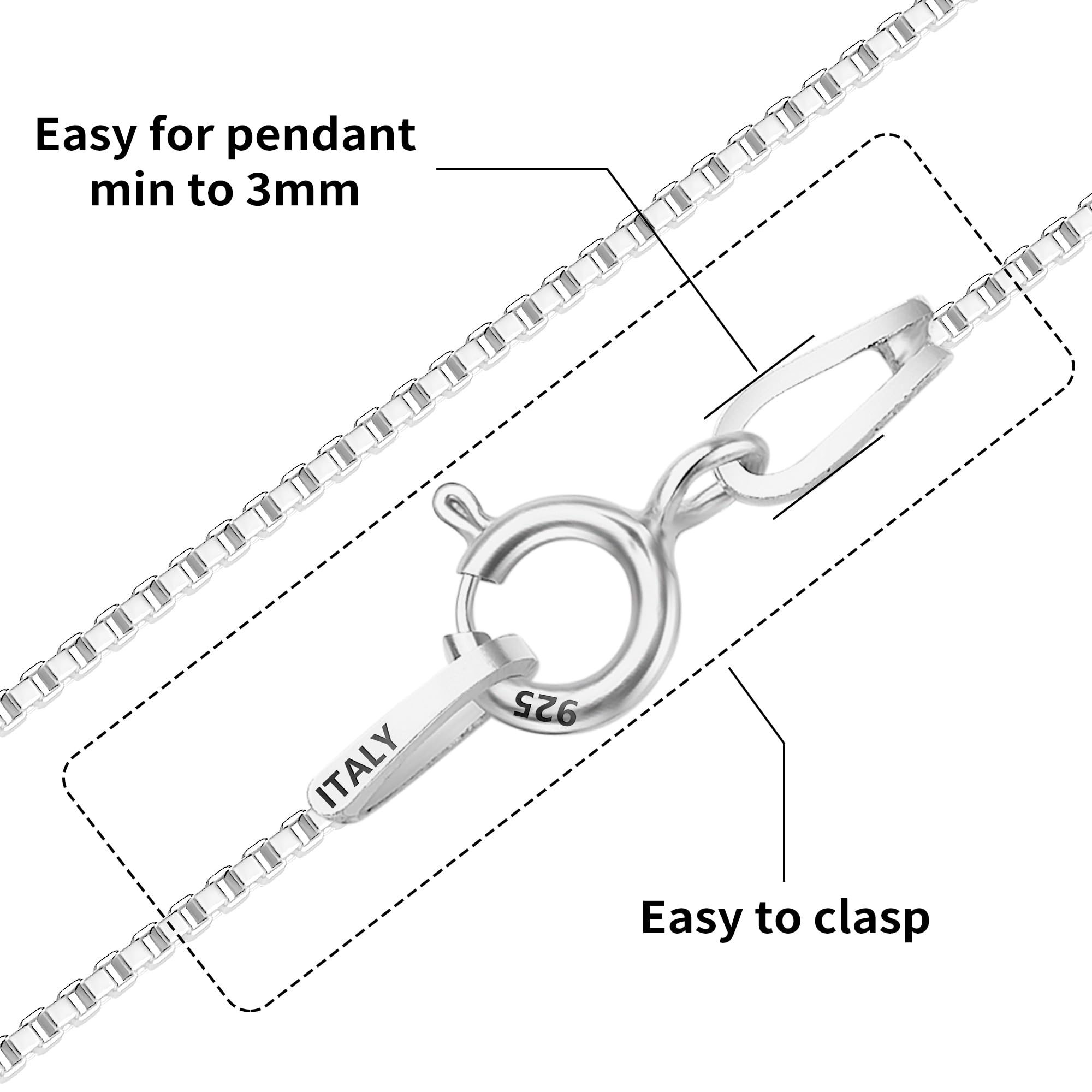 ASHINE Silver Chain for Men Silver Chain Necklace for Women Chain Necklaces for Women Valentine Charm Jewelry Chain Long Necklac