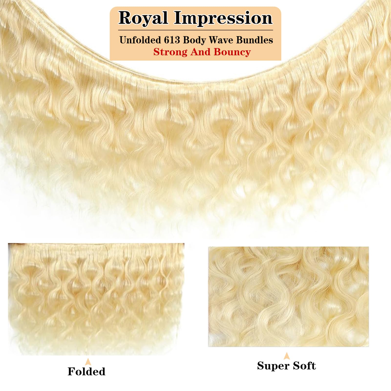 Royal Impression 613 Blonde Bundles Body Wave Human Hair 20'' 20'' 20'' 12A Grade 613 Blonde Body Wave Human Hair 3 Bundles 100%