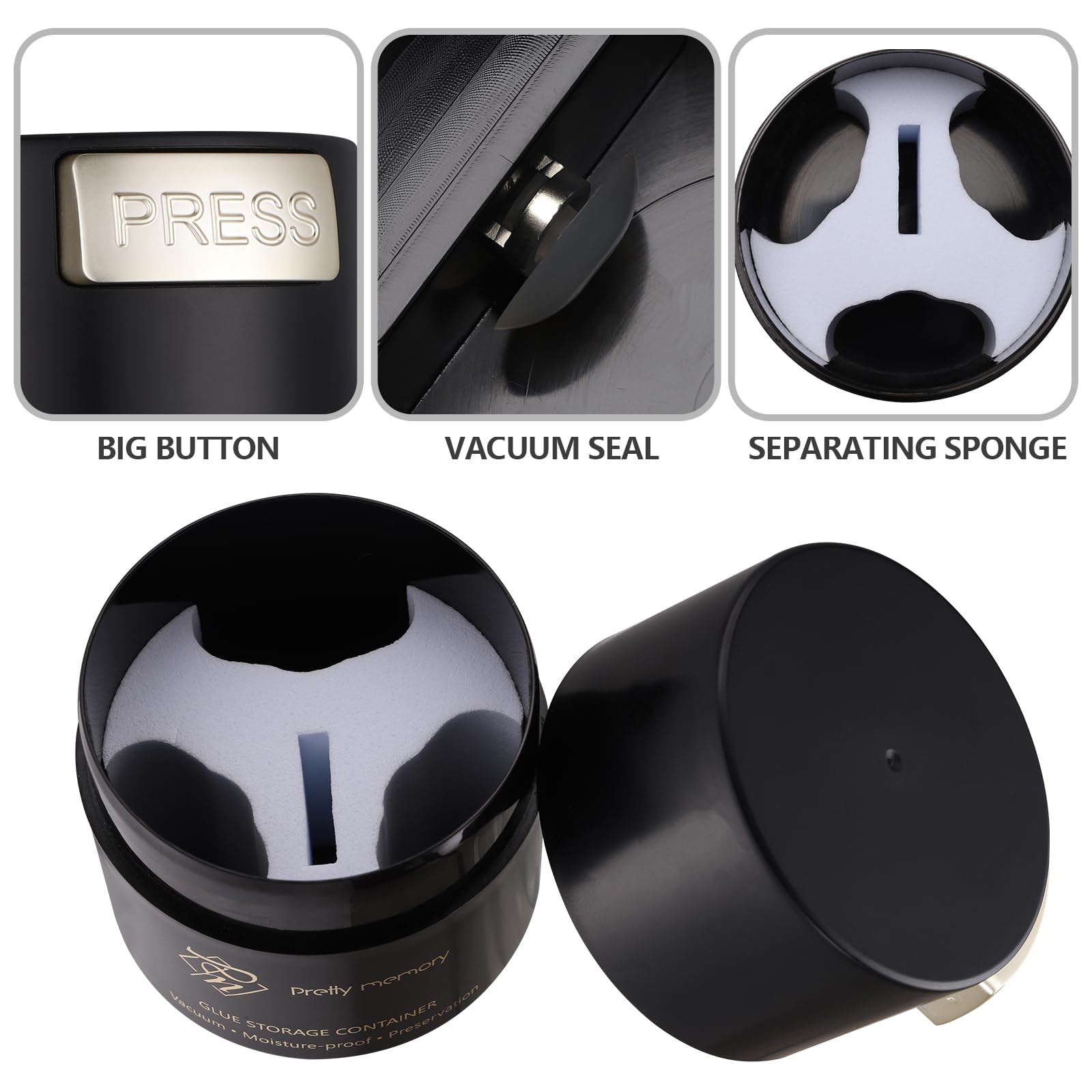 Pretty Memory Lash Glue Container Eyelash Extension Glue Storage Airtight Adhesive Holder Sealed Leak-Proof Lash Tech Supplies,