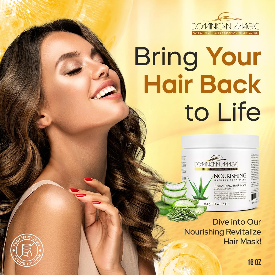 Dominican Magic Nourishing Revitalizing Hair Mask With Aloe Vera, Hair Treatment, Deep Repair & Revitalize For Dry, Damaged Hair