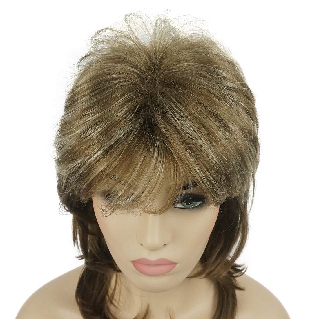 Lydell Long Soft Shaggy Layered Classic Cap Full Synthetic Wigs (12TT26 Brown with Highlights)