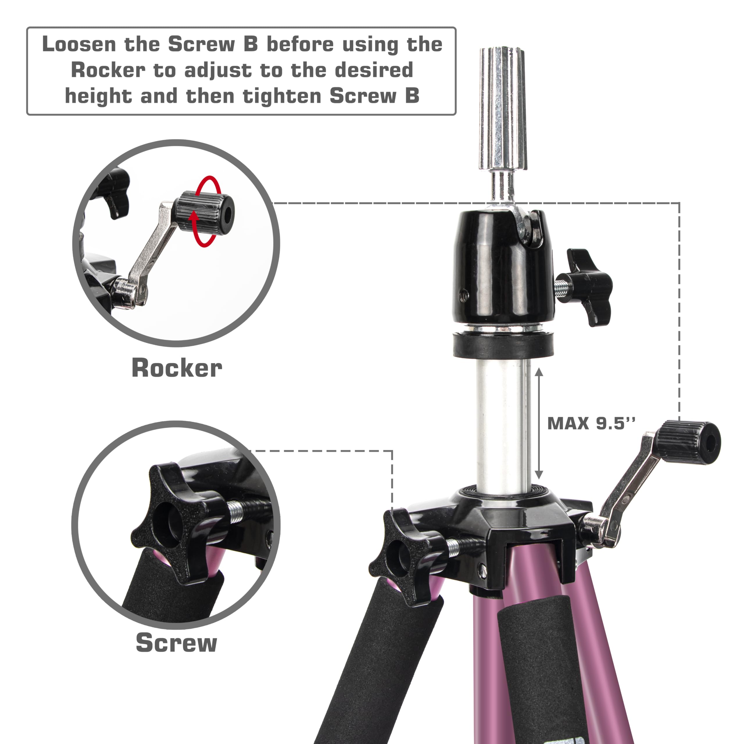 Gexworldwide Gex 63'' Heavy Duty Mannequin Tripod Stand For Wig Cosmetology Training Practice Doll Manikin Head Tripod Wig Stand