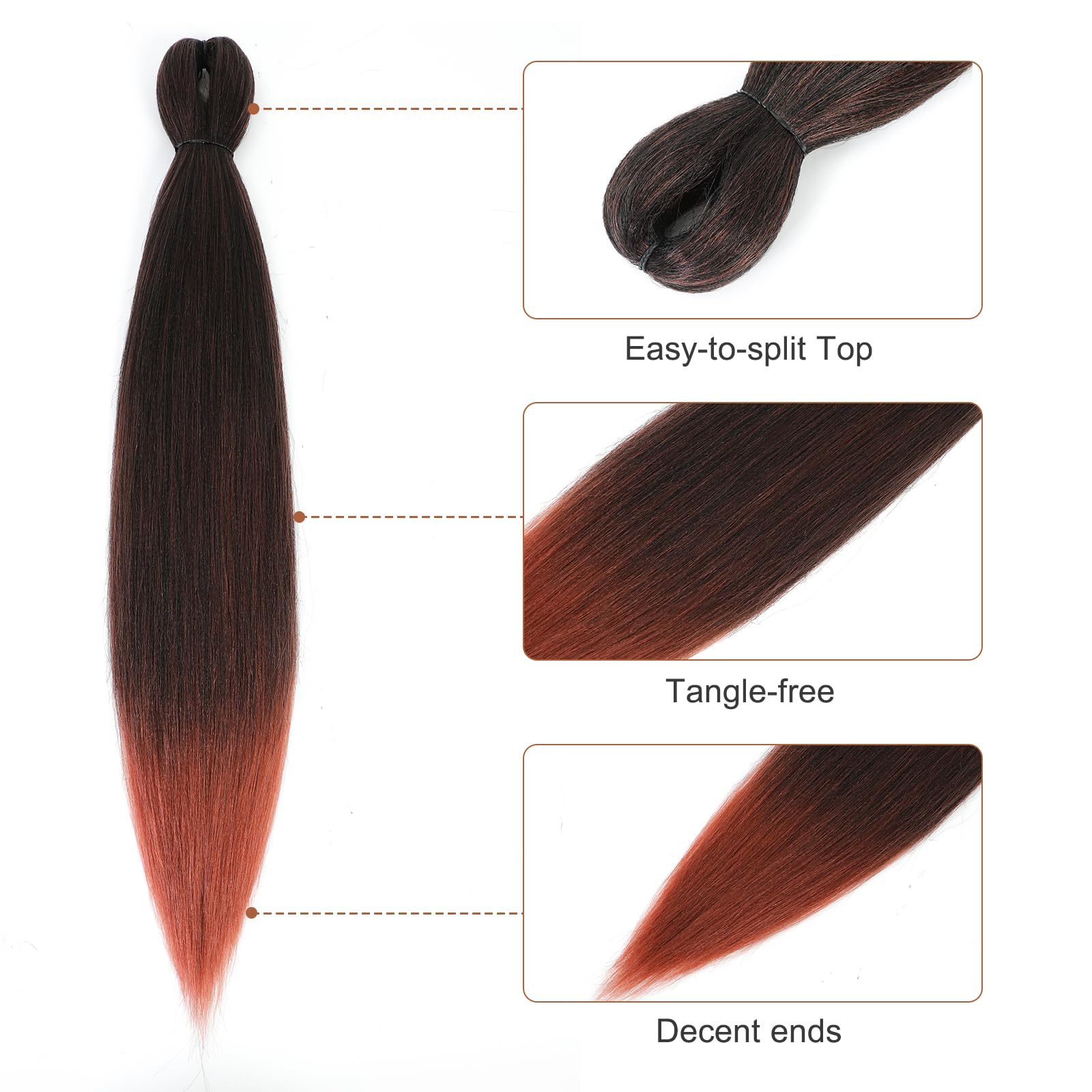 Difunee Pre-Stretched Braiding Hair - 16 Inch 8 Packs Ombre Orange Short Braiding Hair For Twist Or Box Braids, Yaki Texture Hot