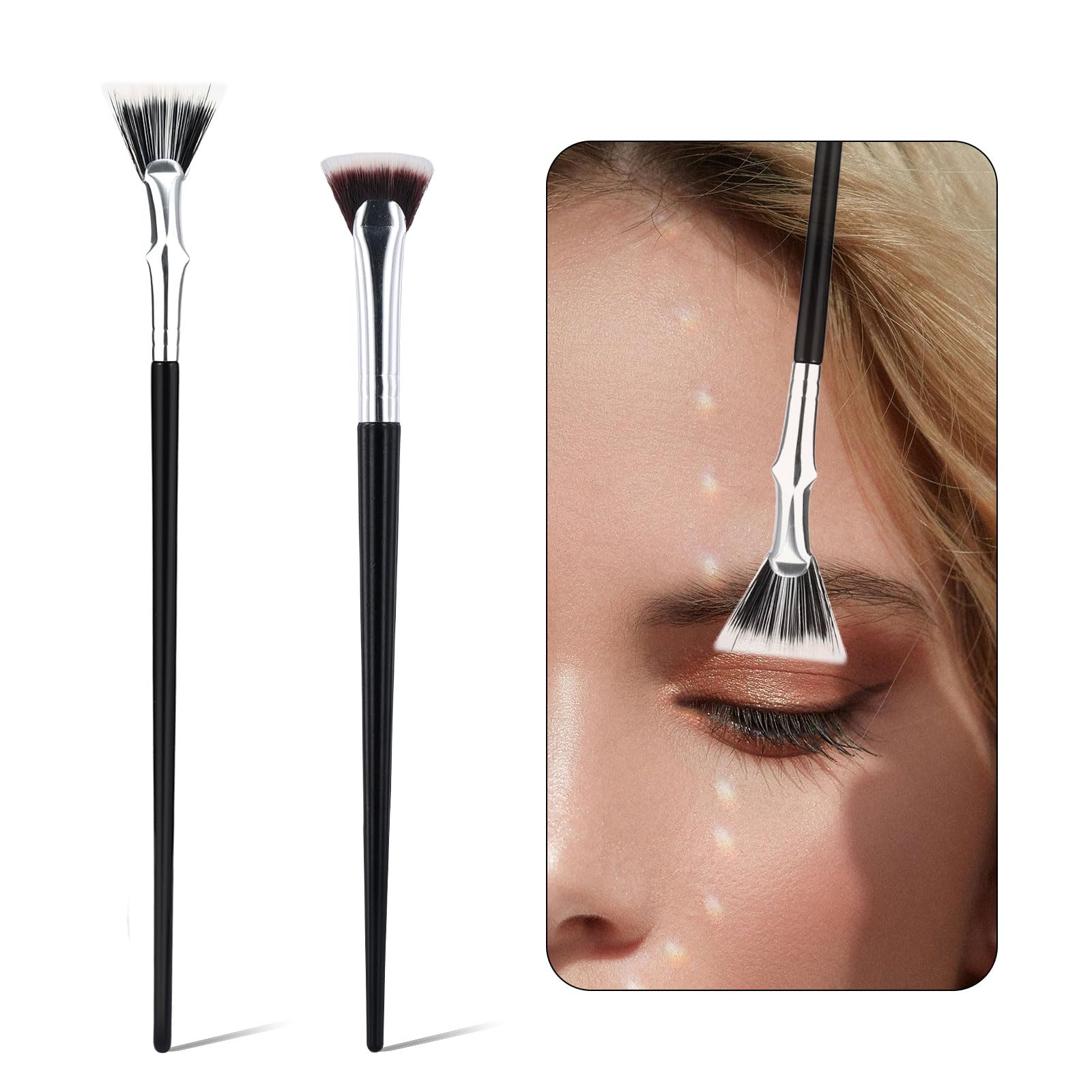 2pcs Mascara Brushes for Lashes, 2 Styles Folding Angle Scalloped Lash Brush Fan Shaped Eyelash Brush Separator Multifunctional 