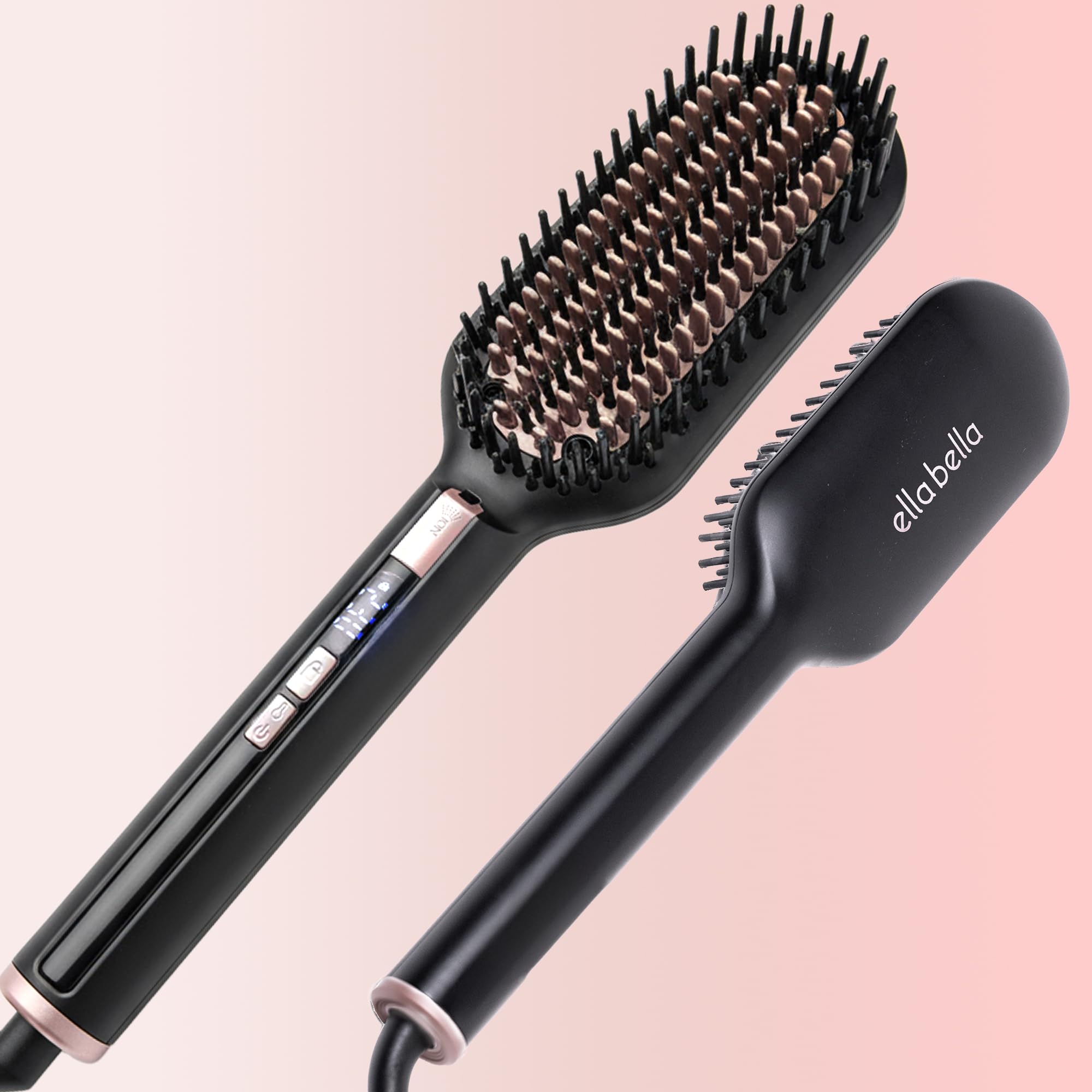 ELLA BELLA Hair Straightening Brush, Heated Straightener Brush Comb