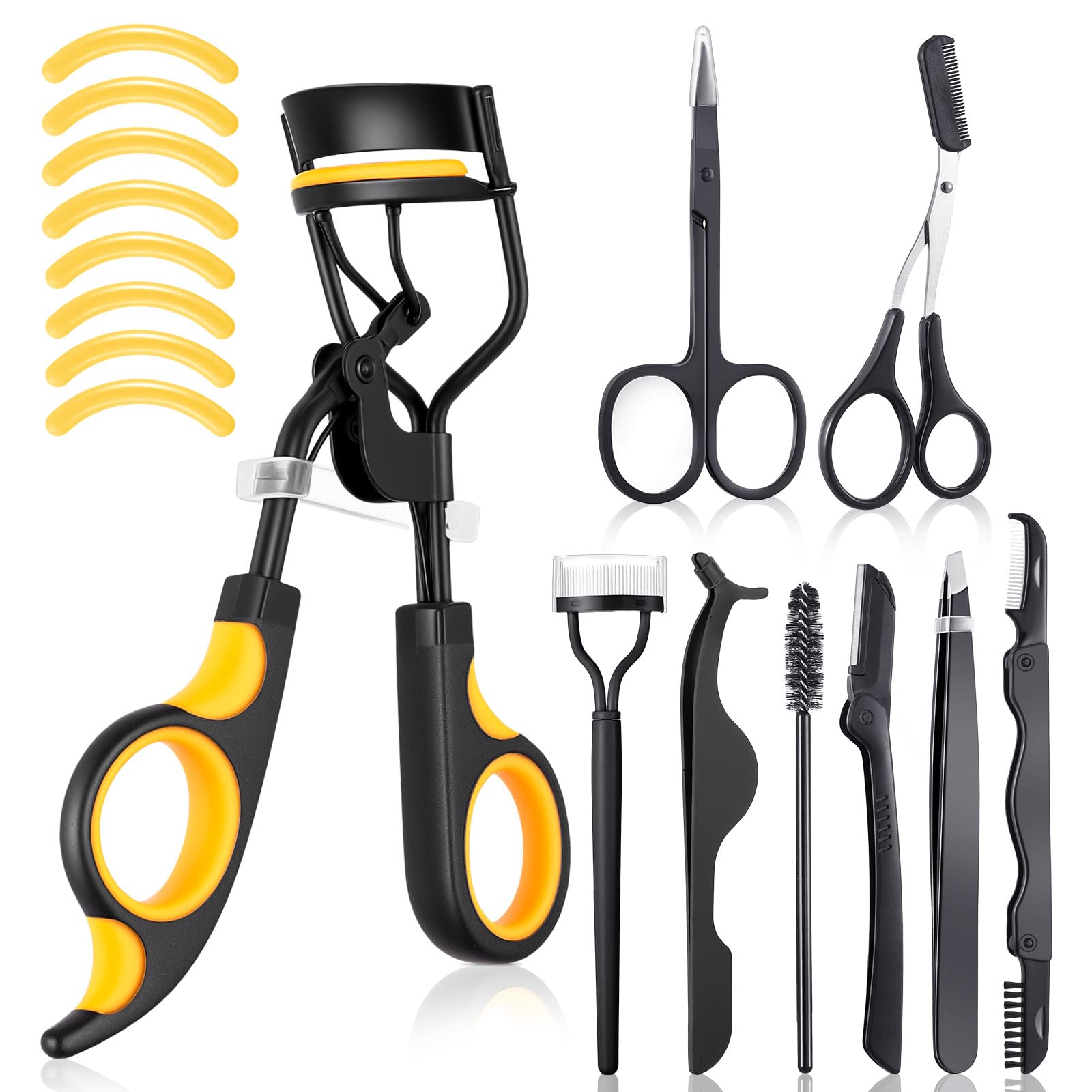Bencailor 17 Pcs Eyelash Curlers Kit Lash Curler Eyelash Comb Seperator Extension Tweezers Eyebrow Brush Scissors False Eyelashe