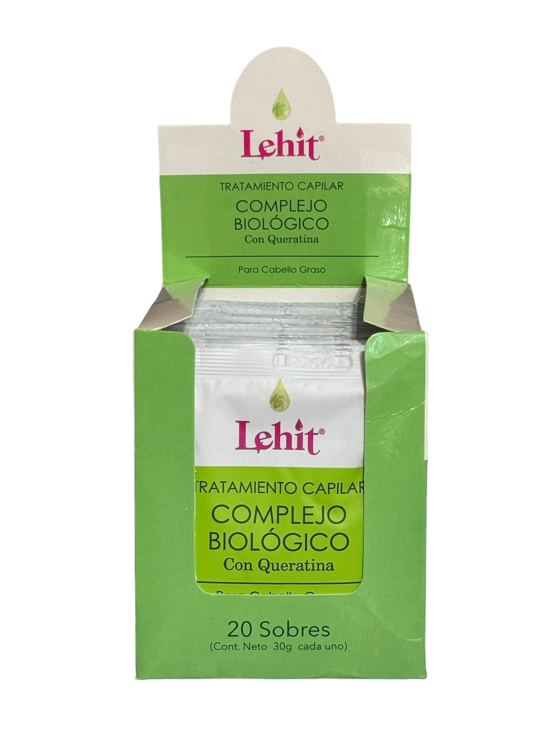 Lehit tratamiento capilar de Complejo Biolgico con Queratina. Caja x 20 sobres de 30g.