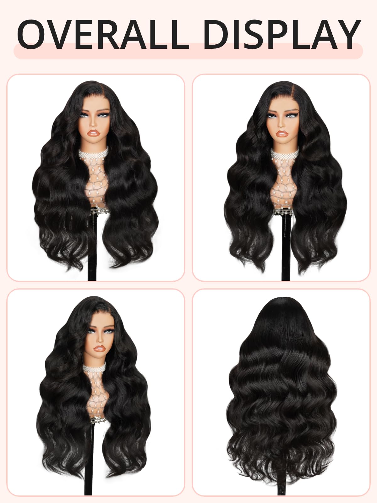 MEGALOOK 6x5 Glueless Body Lace Front Wig - 26 Inch Human Hair, Pre Plucked, Real Bleached Tiny Knots, 220% Density