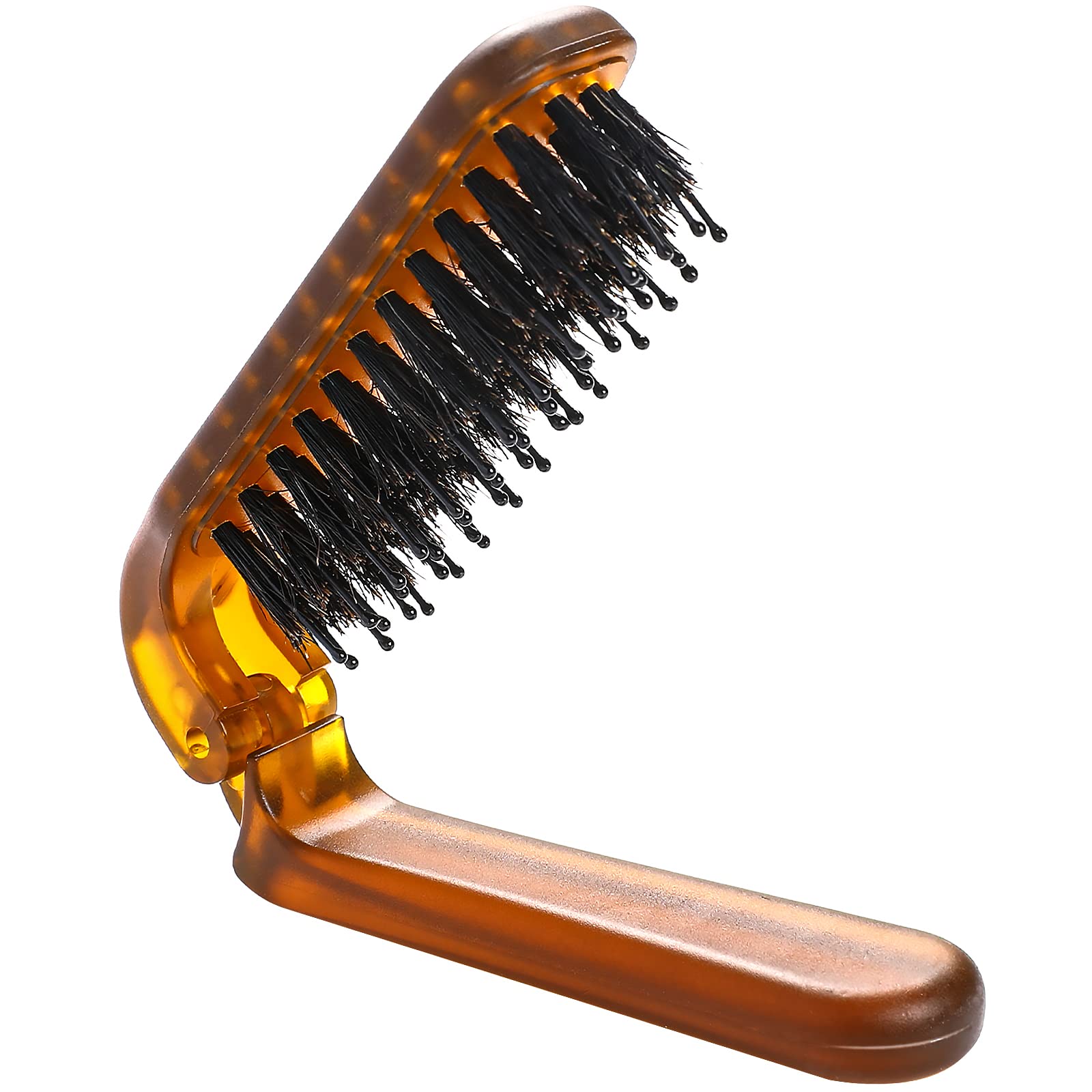 Foldable Travel Hair Brush, Natural Boar Bristle Hairbrush Portable Collapsible Hair Comb Pocket Size Comb Mini Folding Compact 