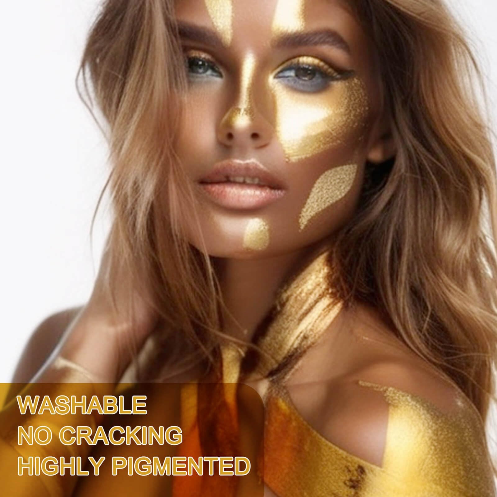 Meicoly Cream Metallic Gold Face Body Paint,2.37Oz Large Tube Water Based Full Body Paint For Adults And Children,Professional G