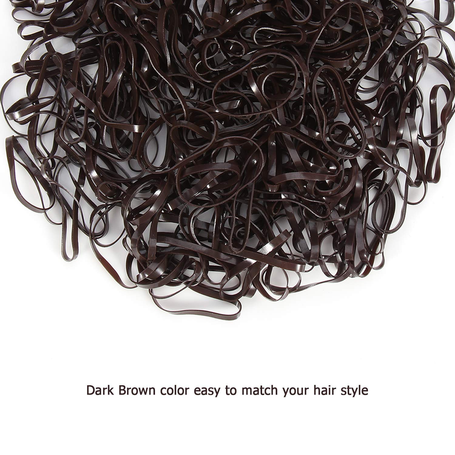 Hoyols Small Hair Elastics Brown, Premium Plastic Girls Hair Ties Strong Flexible Rubber Bands Tiny Mini Polybands Hair Bands Fo