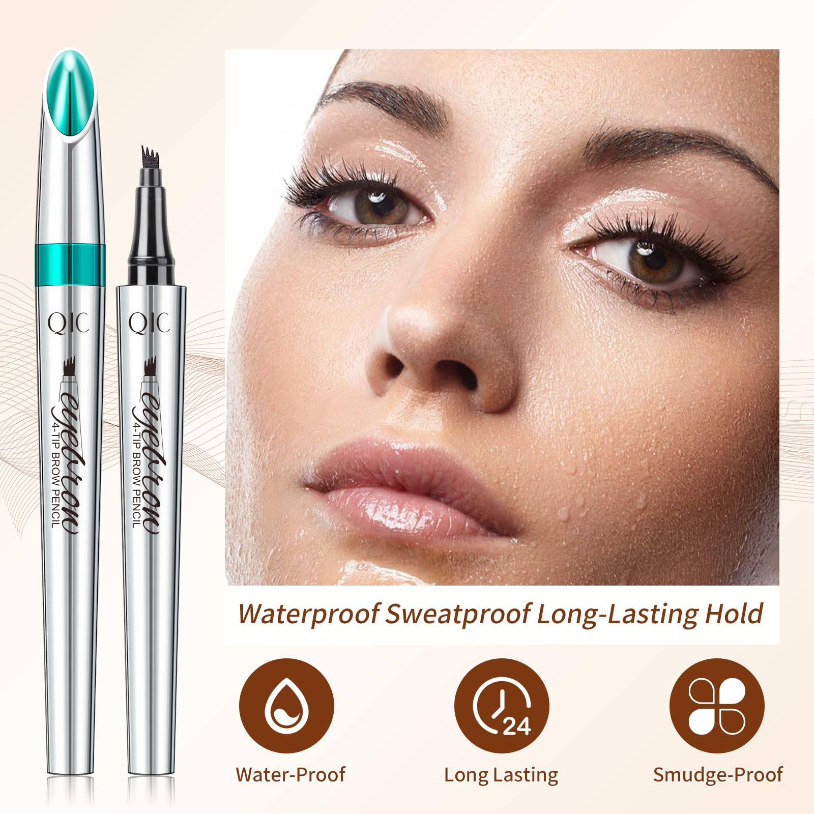 Qic Eyebrow 4 Tip Brow Pencil,Microblading Eyebrow Pen Waterproof Long-Lasting Eyebrow Microblading Pen Eyebrow Pencil With An U