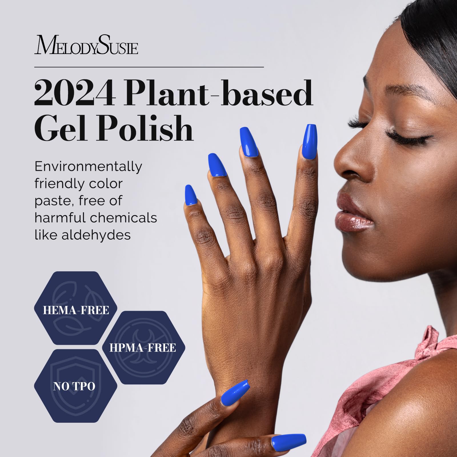 Melodysusie Fleurwee Plant-Based Uv Gel Nail Polish, Hema Free, 21 Non-Toxic, Royal Blue P40, Long Lasting No Chip, Summer Color