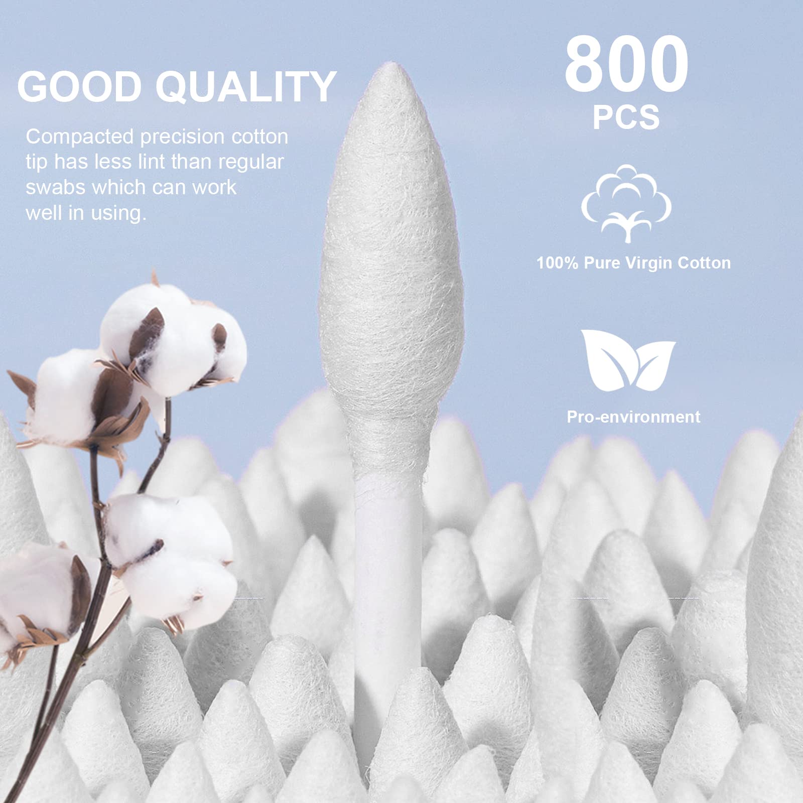 Cayxenful 800Pcs Double Pointed Cotton Swabs for Makeup - Precision Tip with Paper Sticks