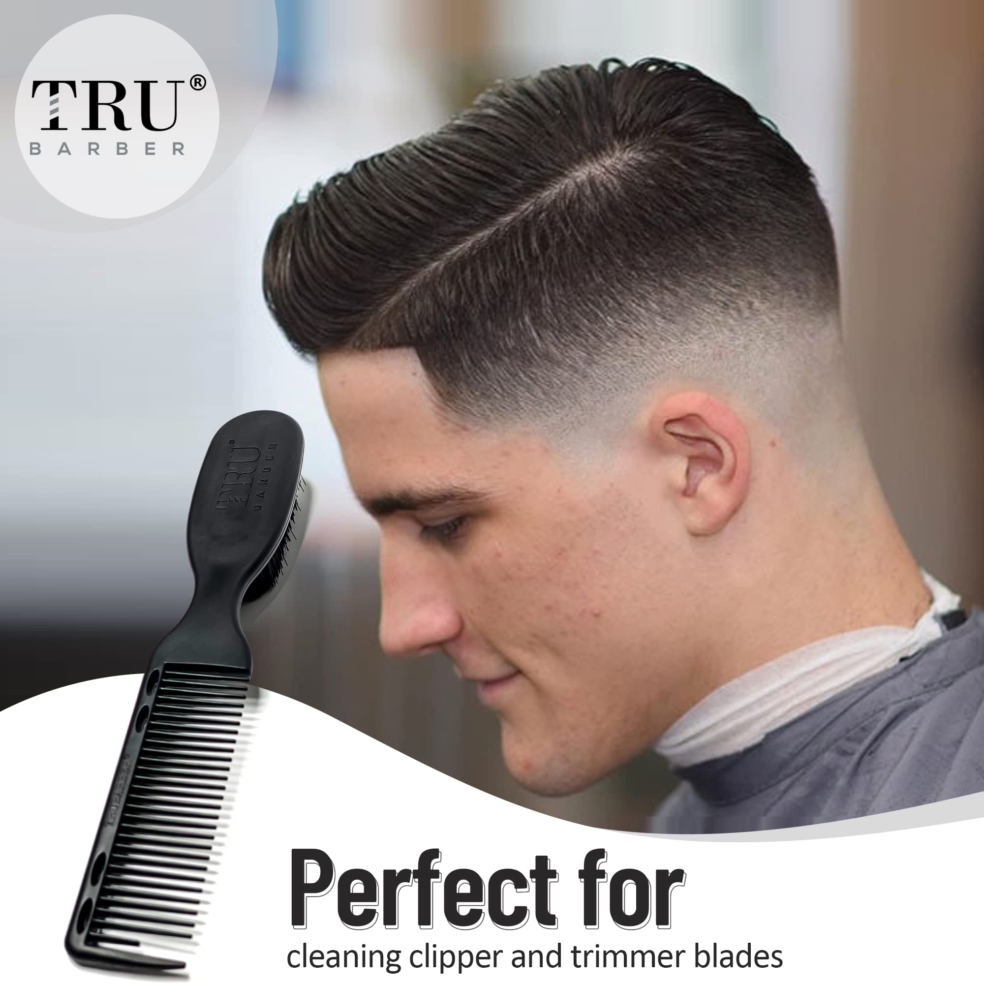 Tru Barber Pro Fading Brush, Barber Fade Brush, Cleaning Brush For Clippers,Beard Brush