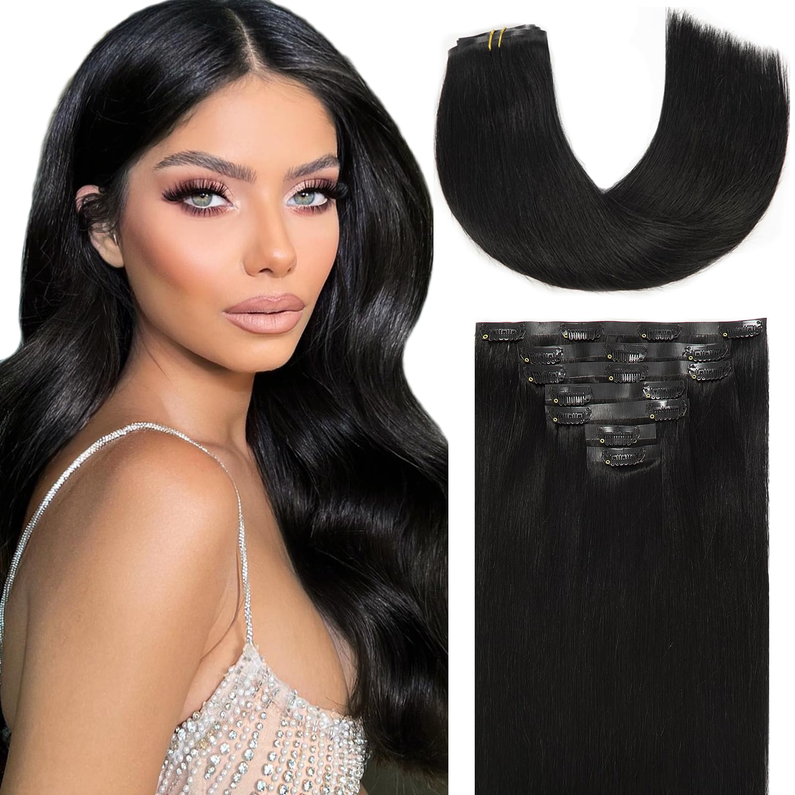 Loxxy Seamless Clip in Extensions Remy Human Hair Thick End Invisible Balayage PU Clip in Skin Weft Hair Extensions Natural Stra