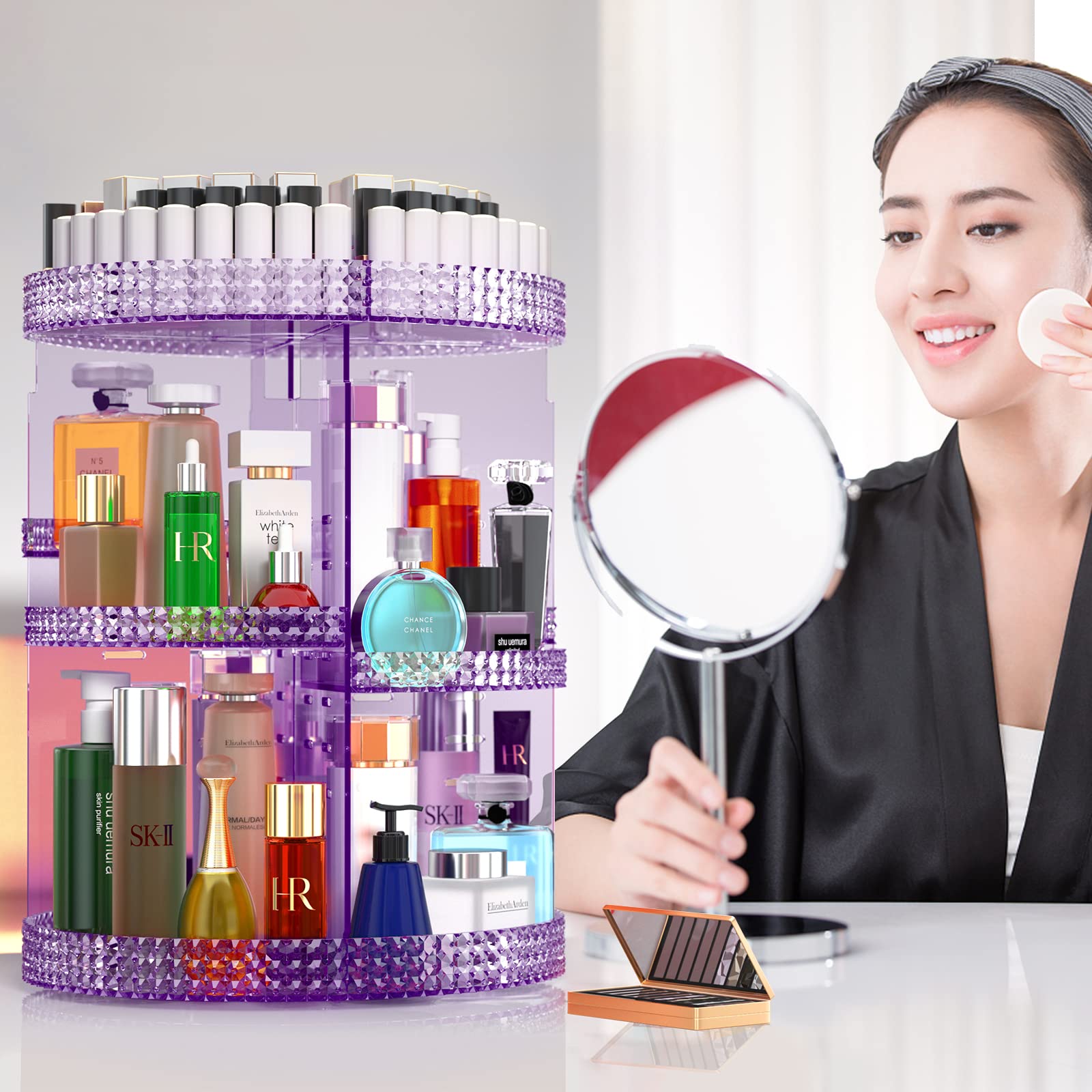 Makeup Organizer 360 Degree Rotating Cosmetic Storage Organizer, Acrylic Make Up Organizer, Large 7 Layers 360 Makeup Organizer,