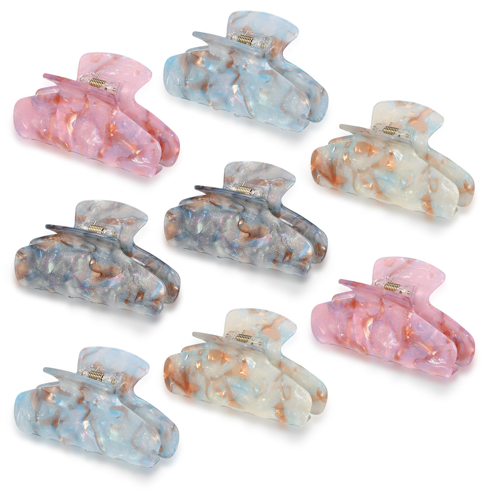 Yuxung 8 Pcs Large Acrylic Hair Claw Clips for Women Non slip Strong Hold Clamps for Thick and Thin Hair(Glossy,Red)