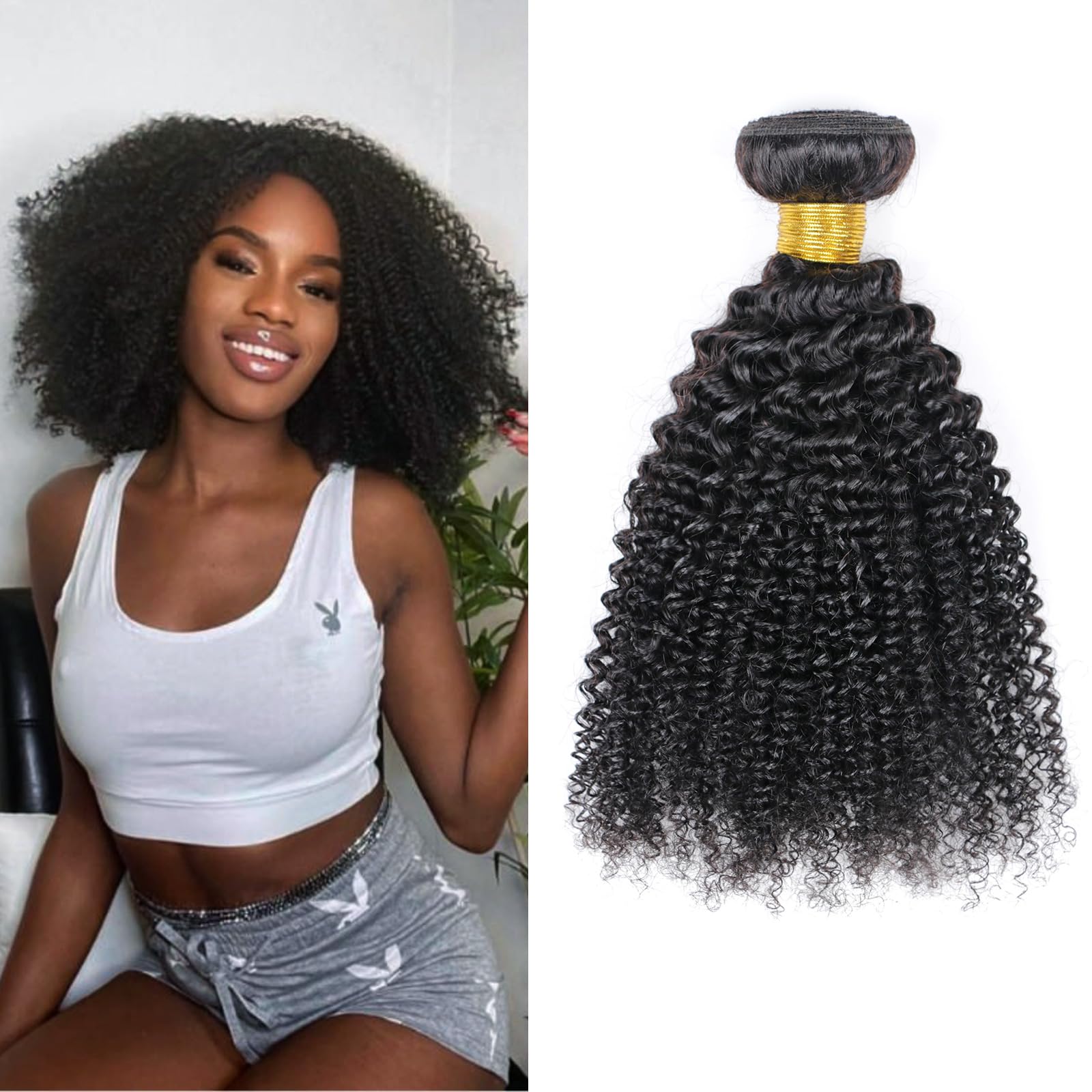 Afro Kinky Curly Human Hair 100% Unprocessed Brazilian One Bundle 10A Human Hair 12 Inch Curly Virgin Weave Bundles Hair Extensi