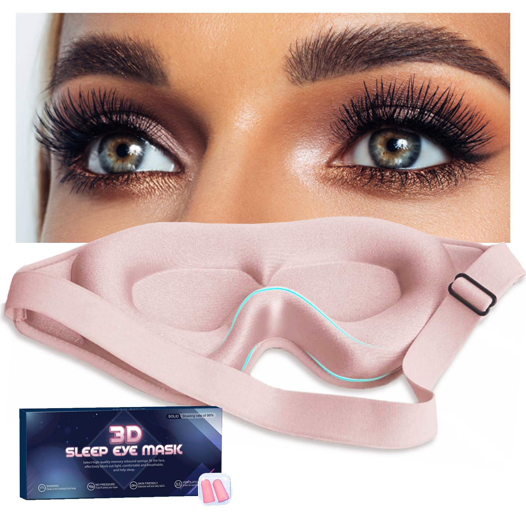 Sleep Mask For Women Eyelash Extension, Eye Mask For Lash Extensions No Pressure 3D Contoured Lash Extension Sleep Mask, Block O