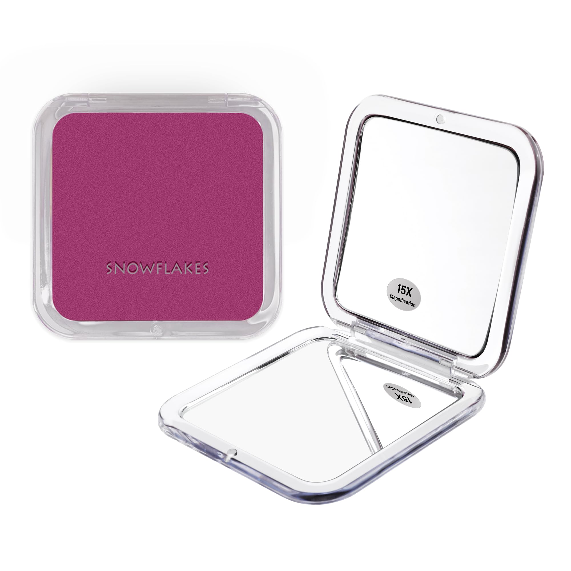 Snowflakes Snowflakes Compact Travel Magnifying Mirror - 1X/15X Pocket Mirror - 3.3    X 3.3    Small Square Mirror For Purse -