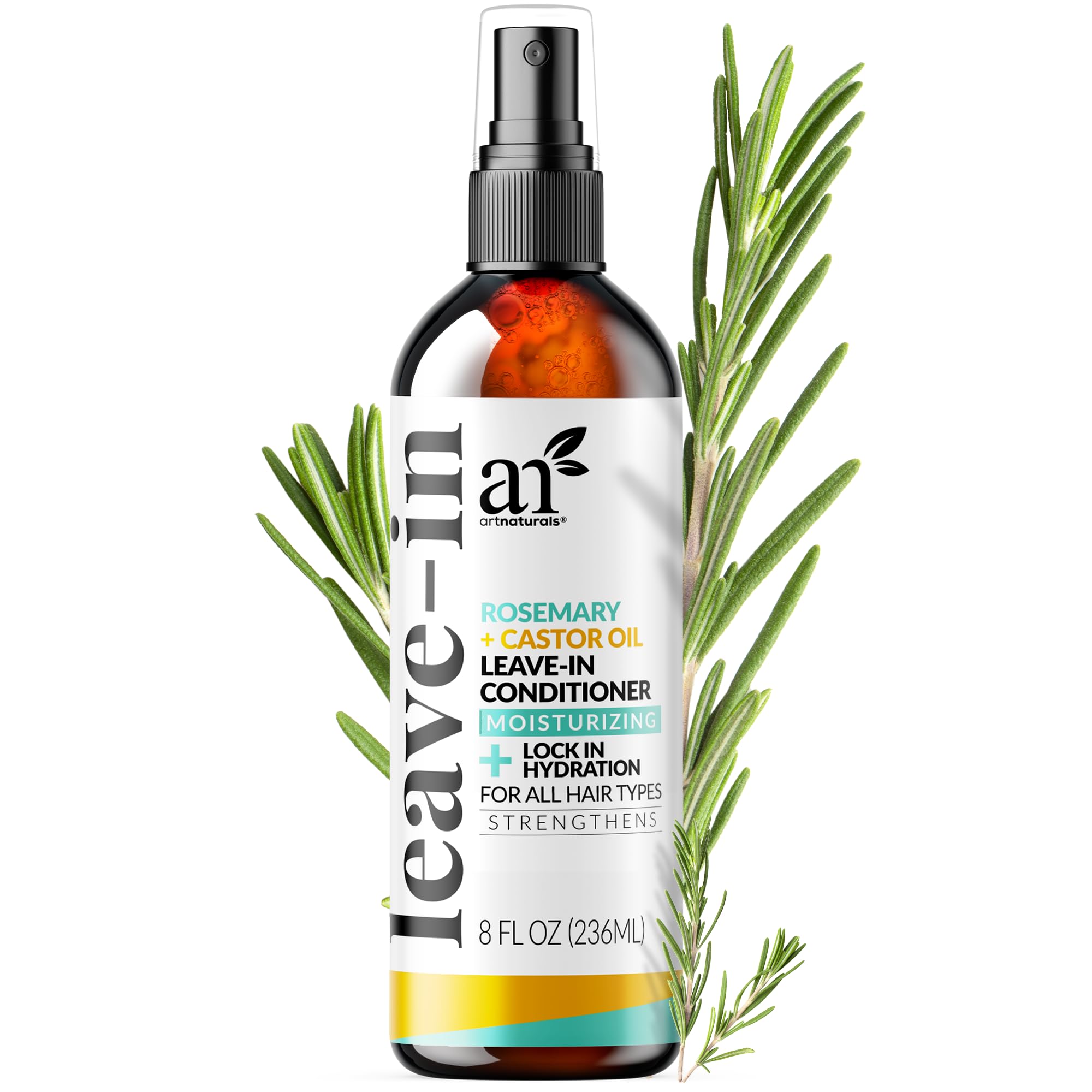 Artnaturals Rosemary & Castor Oil Leave-In Conditioner - (8 Fl Oz / 236ml) - Made with Organic and Natural Ingredients - for All