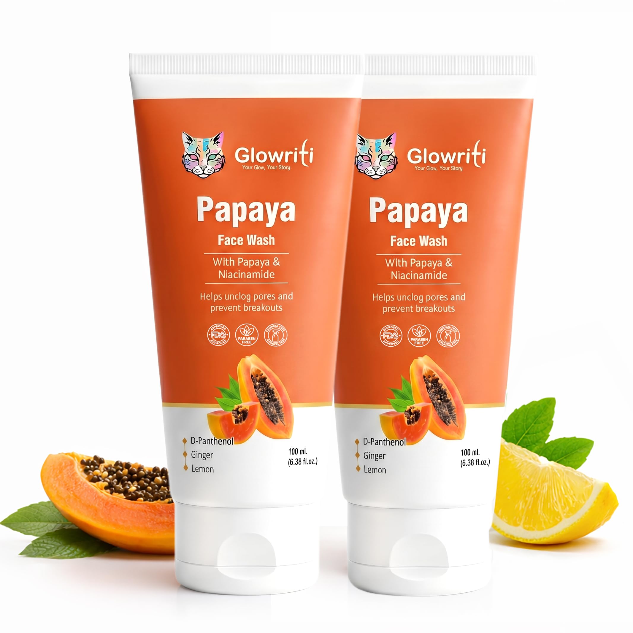 Papaya Deep Cleanse Face Wash With Niacinamide & DPanthenol | Gentle Exfoliation For Glowing Skin | Ginger Extract For Acne Con
