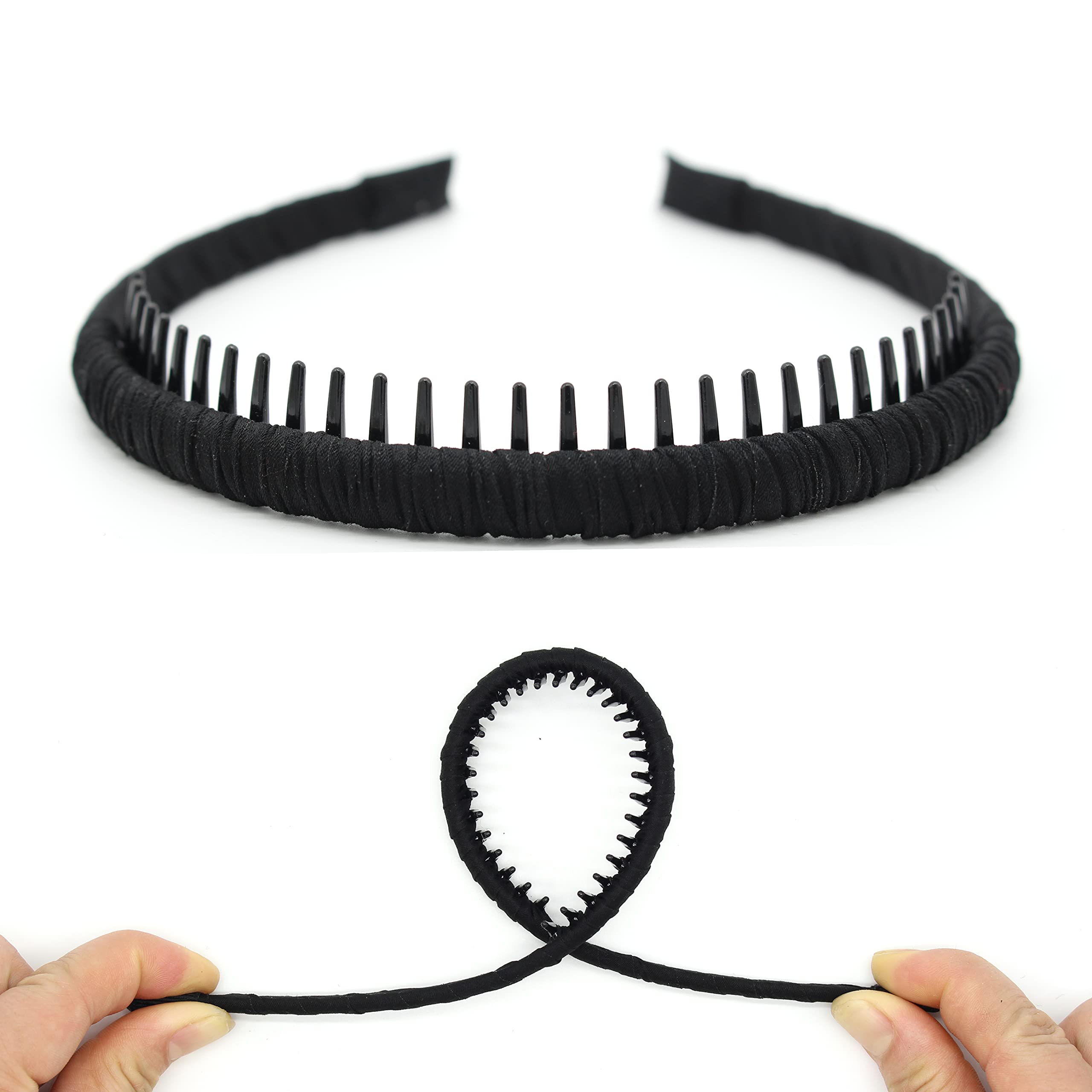 Joband 4Pcs Hairbands For Women, Non-Slip Zig Zag Headbands, Adjustable Teeth Comb Hair Hoop, Daily Use, Yoga, Spa, Parties, Res