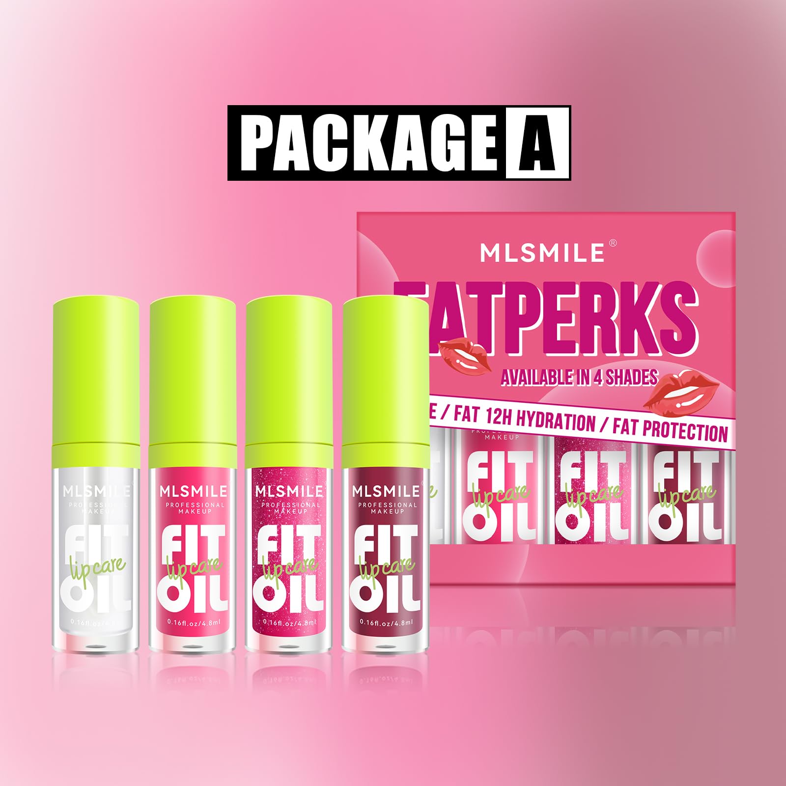 Mlsmile 4 Colors Lip Oil Lip Glaze Set, Tinted Gloss Lip Gloss Oil, Plumping Moisturizing And Nourishing Lips, Long Lasting Fres