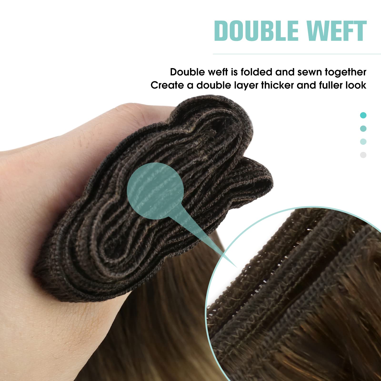 Youngsee 125G Sew In Extensions Brown Balayage Sew In Hair Extensions Balayage Darkest Brown With Medium Brown To Blonde Weft Ha