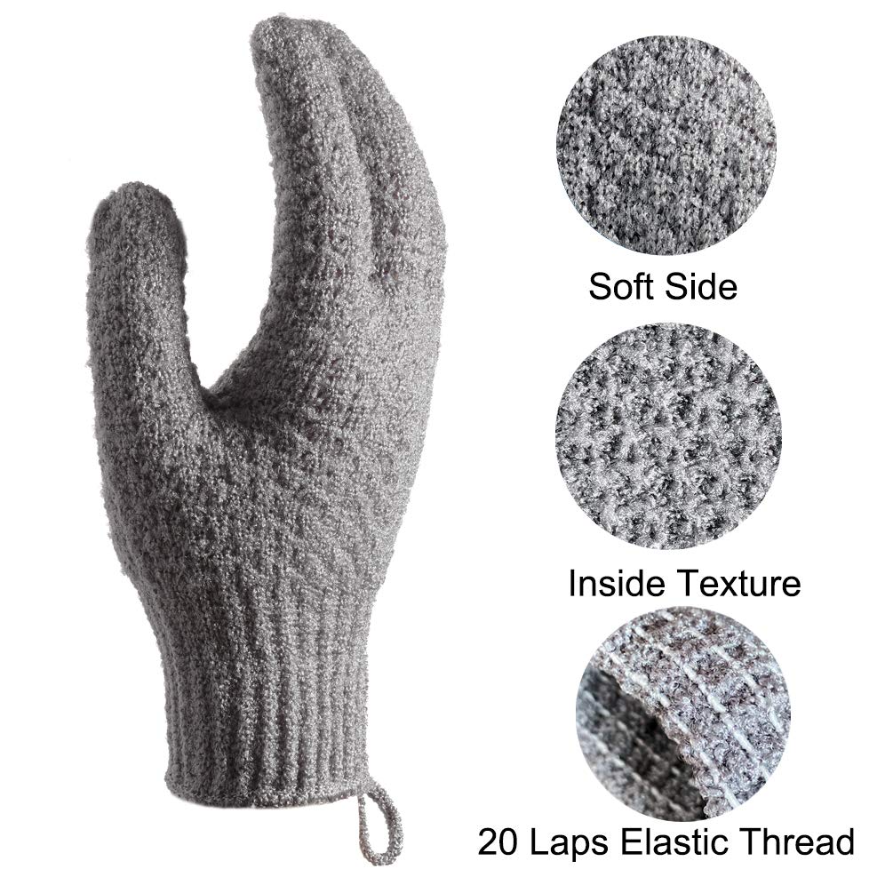Cleedy Bath Exfoliating Gloves Scrub - 4 Pcs(2 Pairs) Lengthened And Large Exfoliating Scrubbing Gloves For Shower, Spa, Massage
