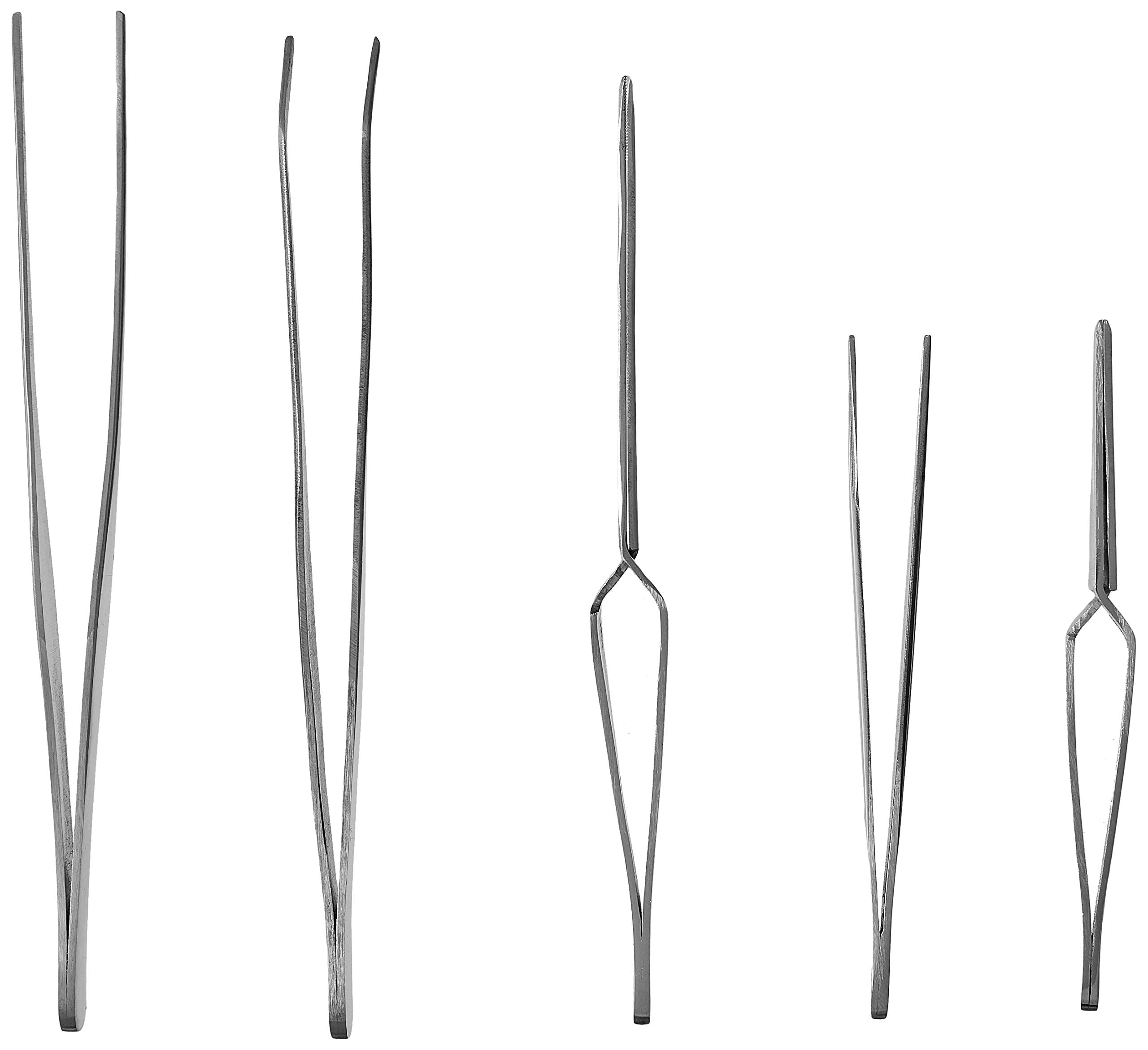 Steelman 5-Piece Utility Tweezer Set For Automotive, Electronics, And Hobby Use, Includes Angled, Self-Closing, Heat-Resistant,