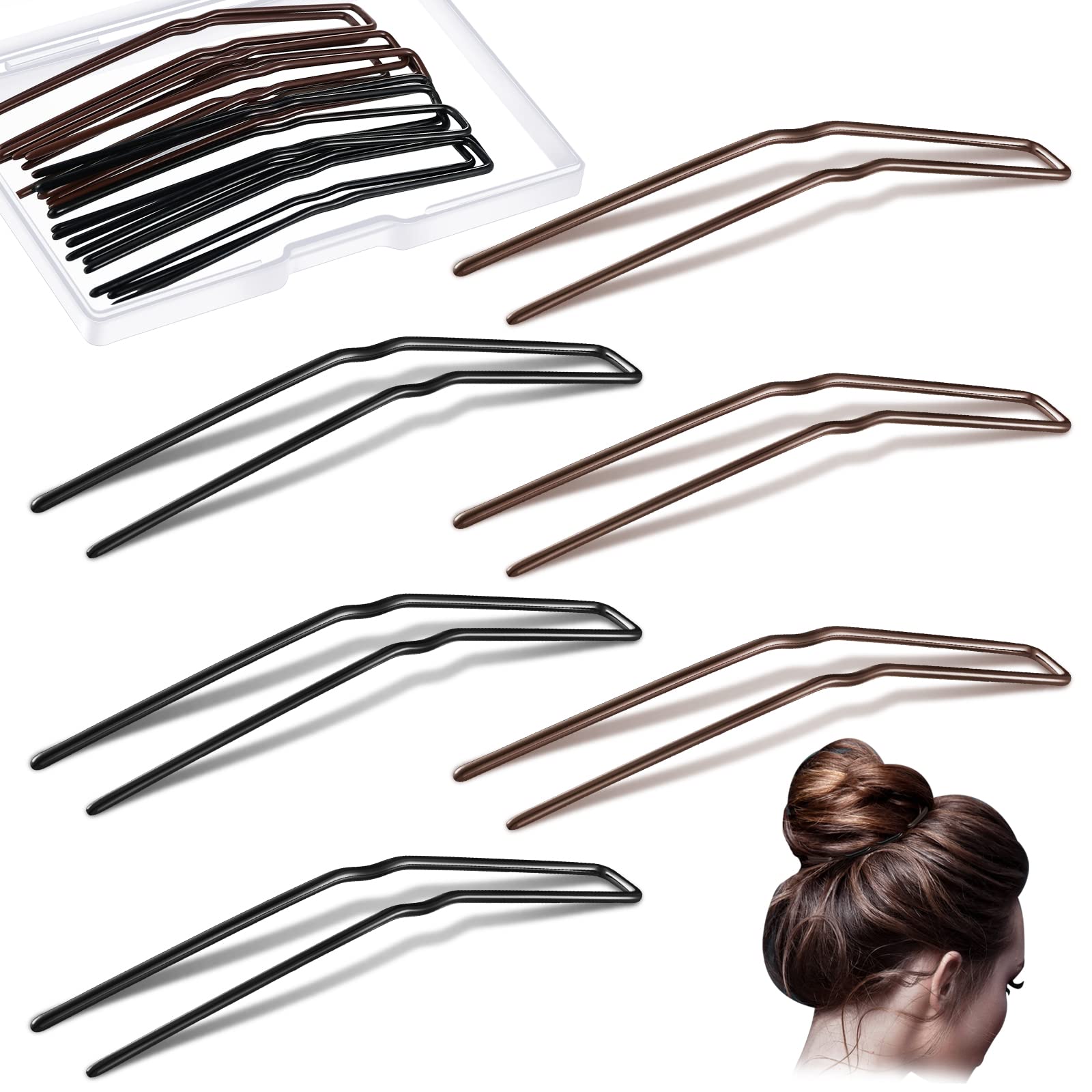 36 Pieces U Shaped Hair Pins Ballet Buns Bobby Pins U Hair Styling Pins Metal U Bun Hair Pins for Updo Bun Bobby Pins for Women 