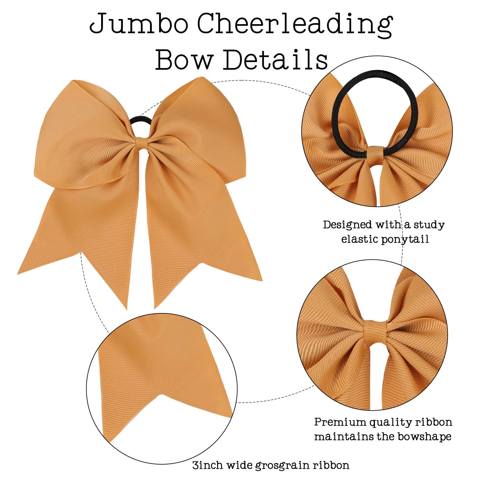 16Pcs 8'' Large Cheer Hair Bows Ponytail Holder Elastic Band Handmade For Cheerleading Teen Girls College Sports (16 Pcs) (Multi