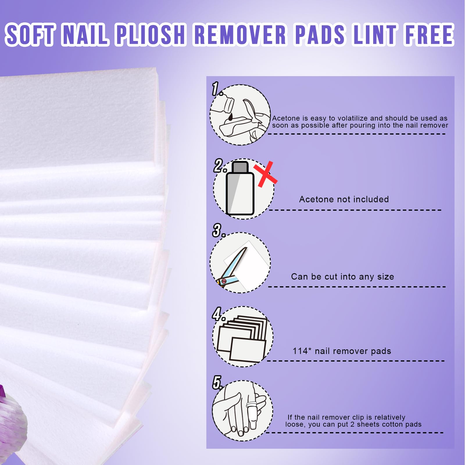 Teenitor Nail Polish Gel Remover Tools Kit With Nail Clips Nail Remover Pads Cuticle Pusher Nail Brushes Nail File Grits 120/180