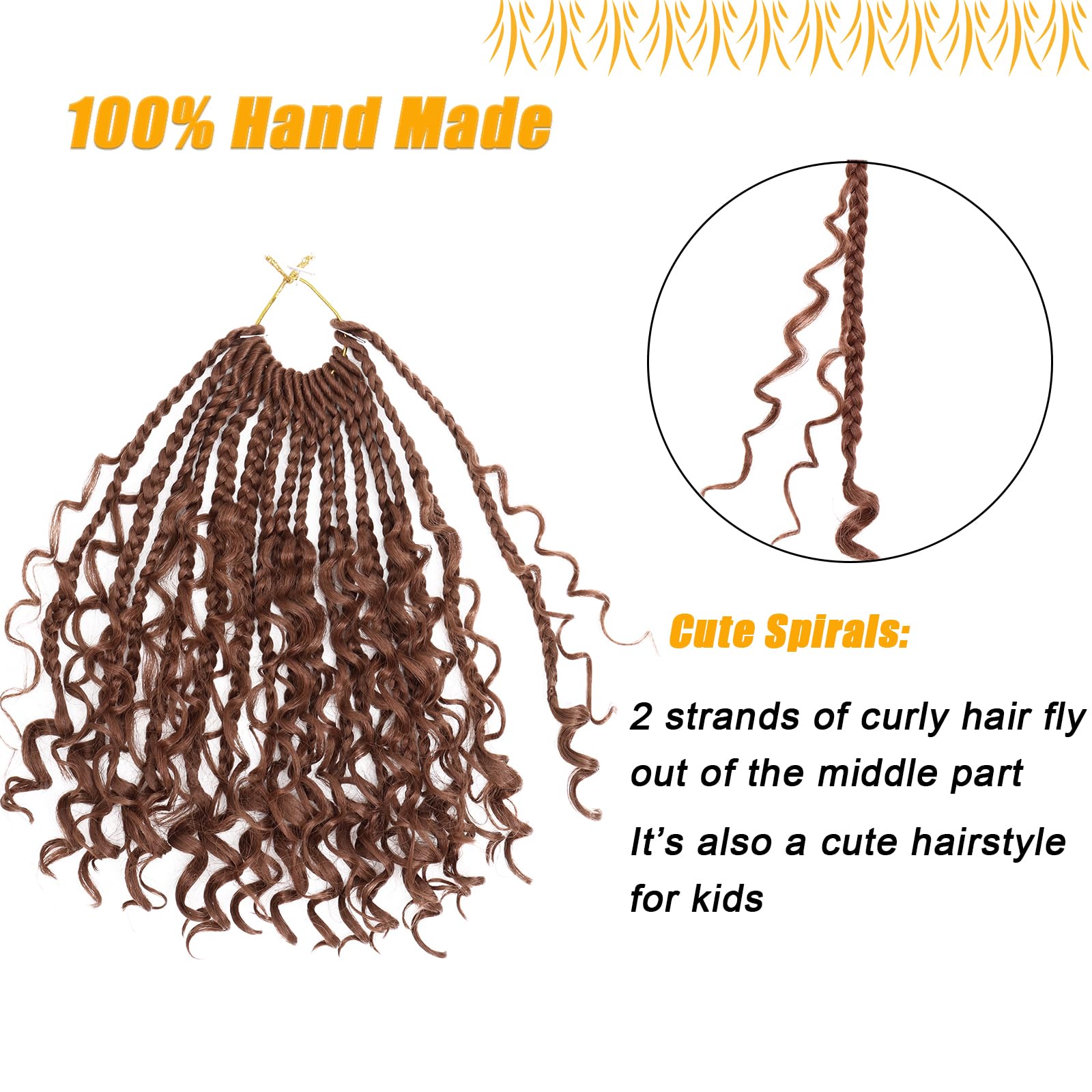 Boho Box Braids Crochet Hair For Women 10 Inch 7Packs Goddess Box Braids With Curly Ends 3X Short Bob Crochet Braids For Kids Br