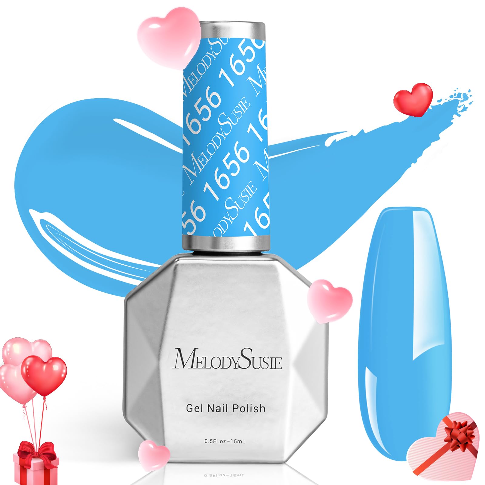 MelodySusie Light Blue Gel Nail Polish,0.5fl oz Ocean Blue Nails Soak Off UV LED Baby Blue Gel Polish Gift for Women Nail Art Ma