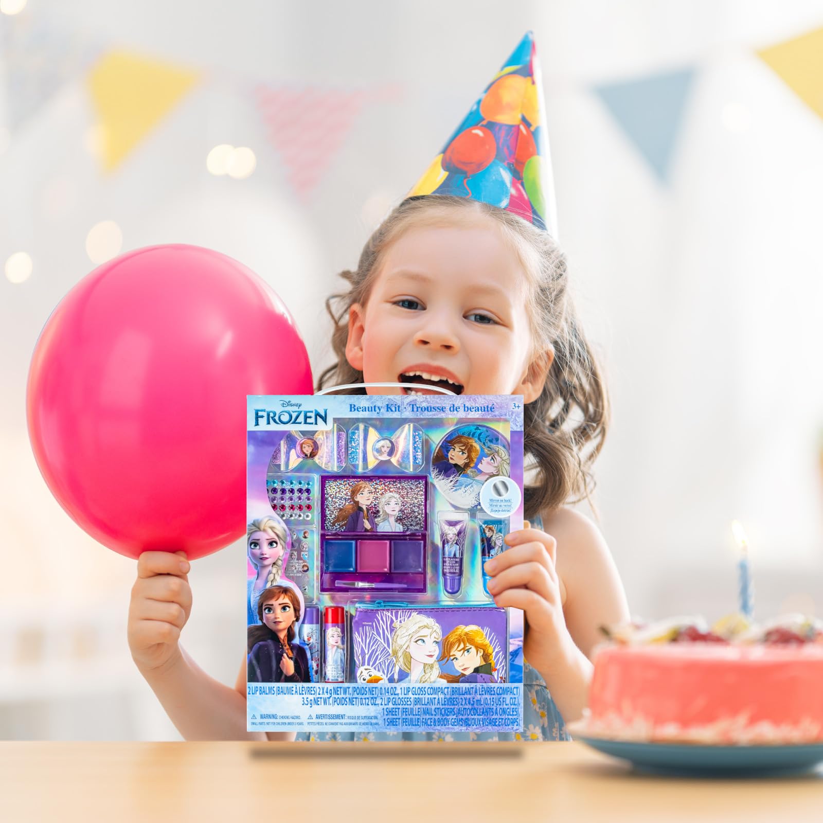 Townley Girl Disney Frozen 29-Piece Cosmetic Makeup Set - Multi with Lip Gloss, Nail Stickers, Lip Balm, and Mirror for Girls