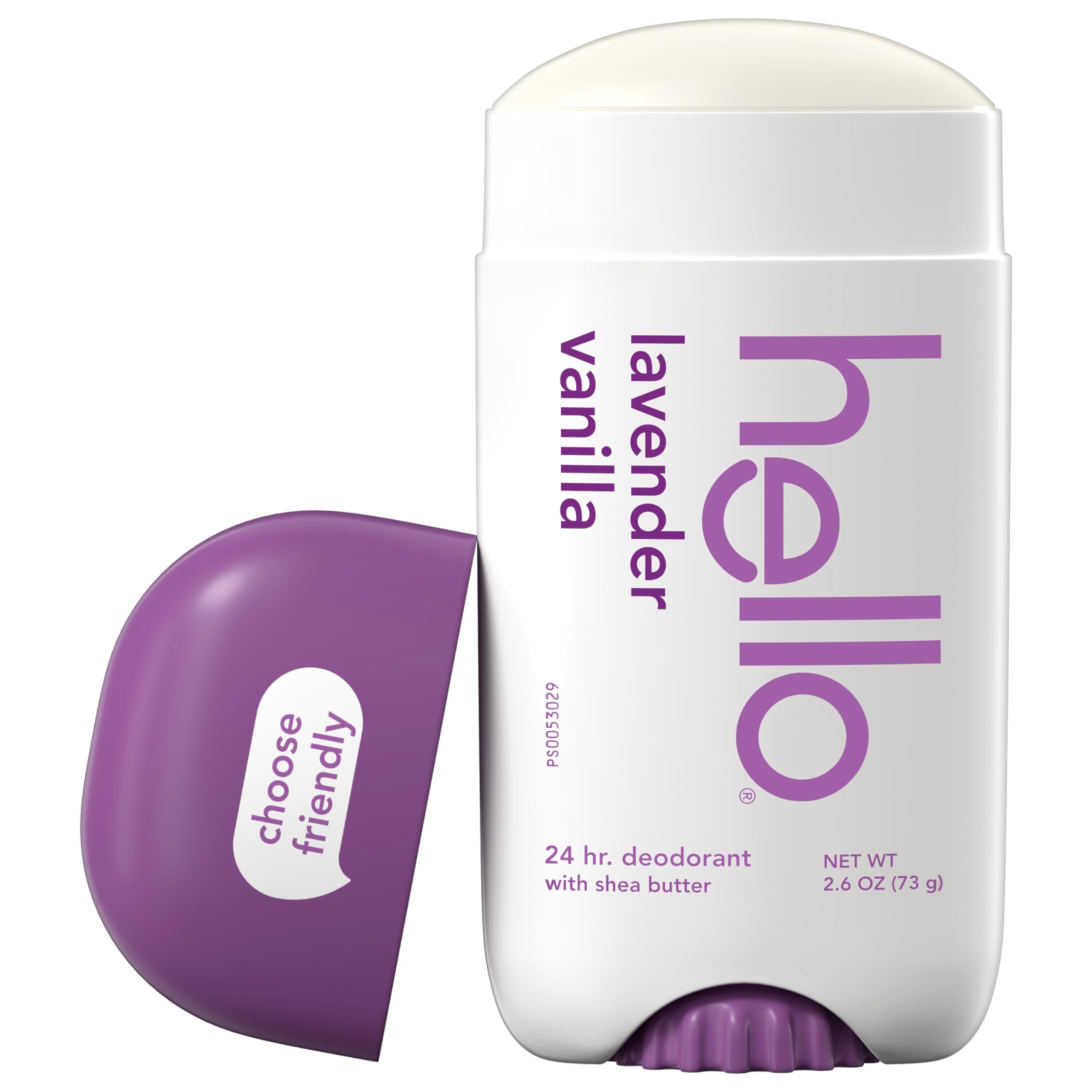 Hello Lavender Vanilla Vegan Deodorant, Aluminum Free Deodorant for Women and Men, 2.6 oz Stick