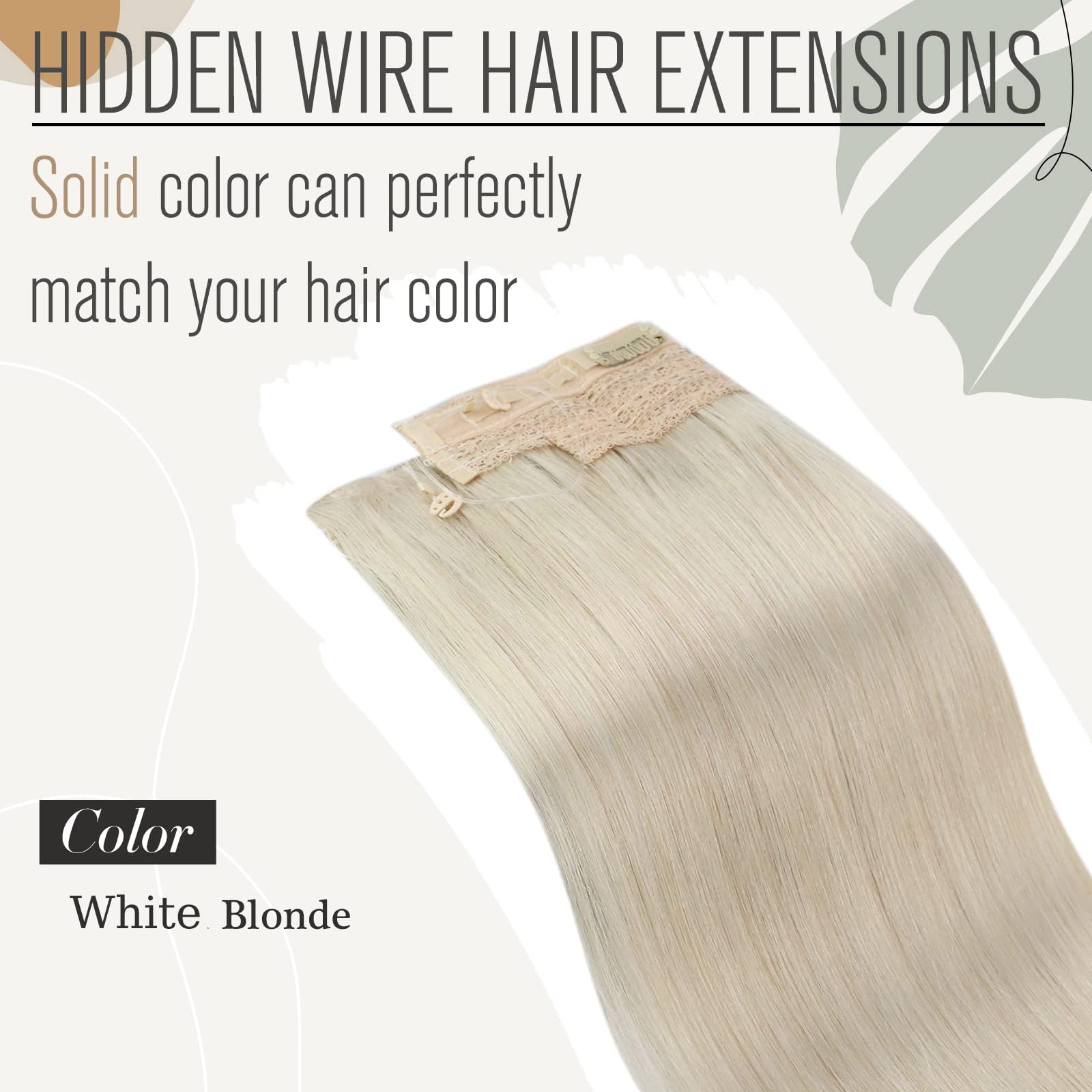 Sunny Wire Human Hair Extensions 100G Platinum Blonde Human Hair Wire Extensions Blonde Fishing Line Hair Extensions Real Human