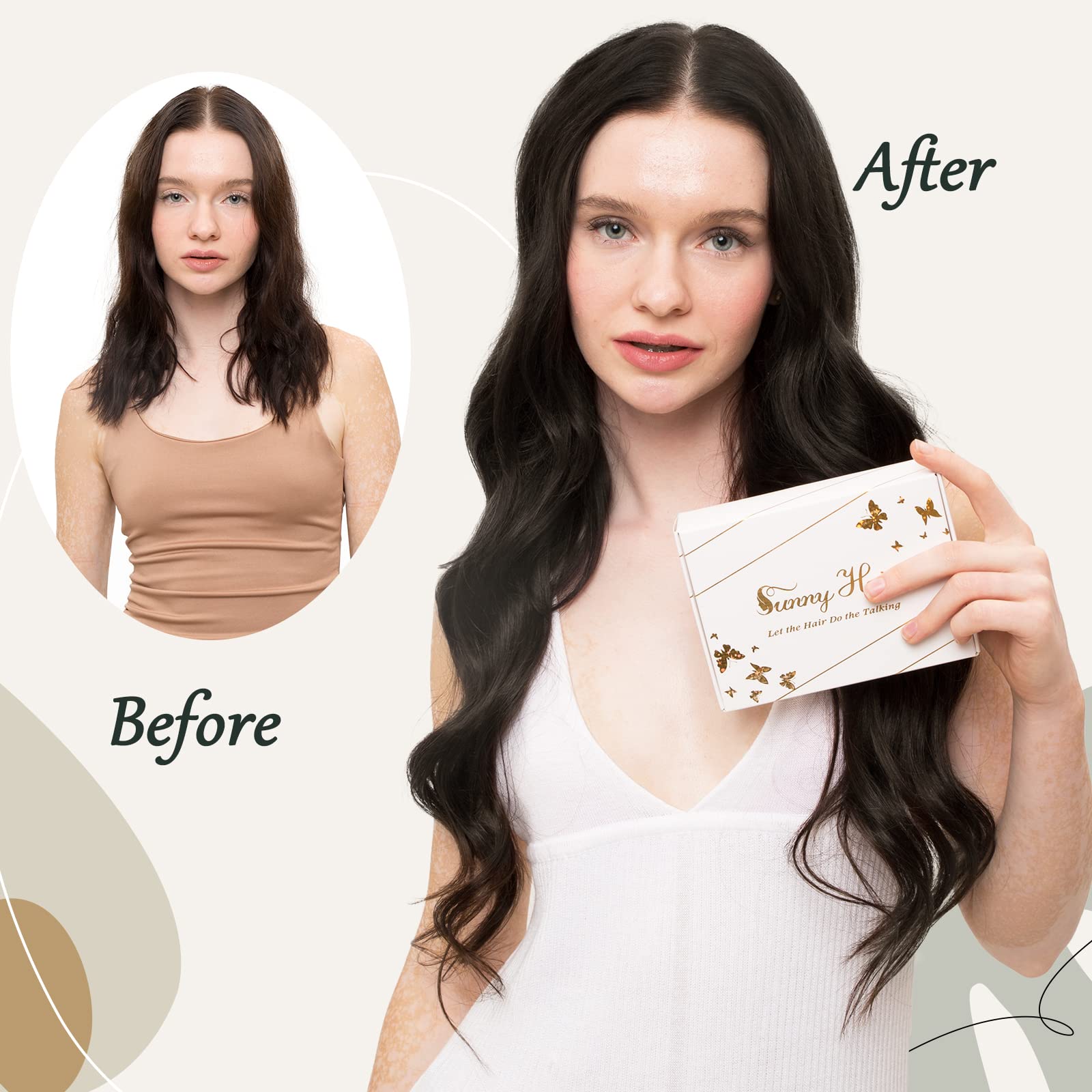 Sunny Wire Hair Extensions Human Hair Dark Brown Fish Line Hair Extensions Brown Thick Hair Extensions Clip Ins With Secret Wire
