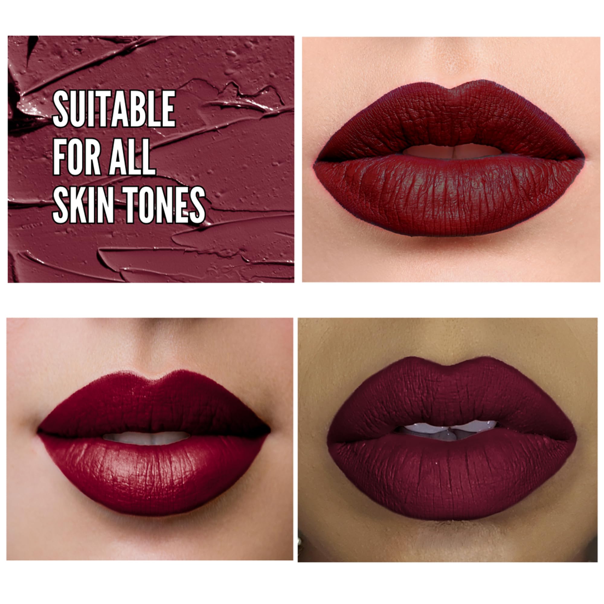 Mynena Burgundy Red Long-Lasting Matte Liquid Lipstick Intense Color Smudge-Proof & Waterproof Comfortable Hydrating Shea Butter